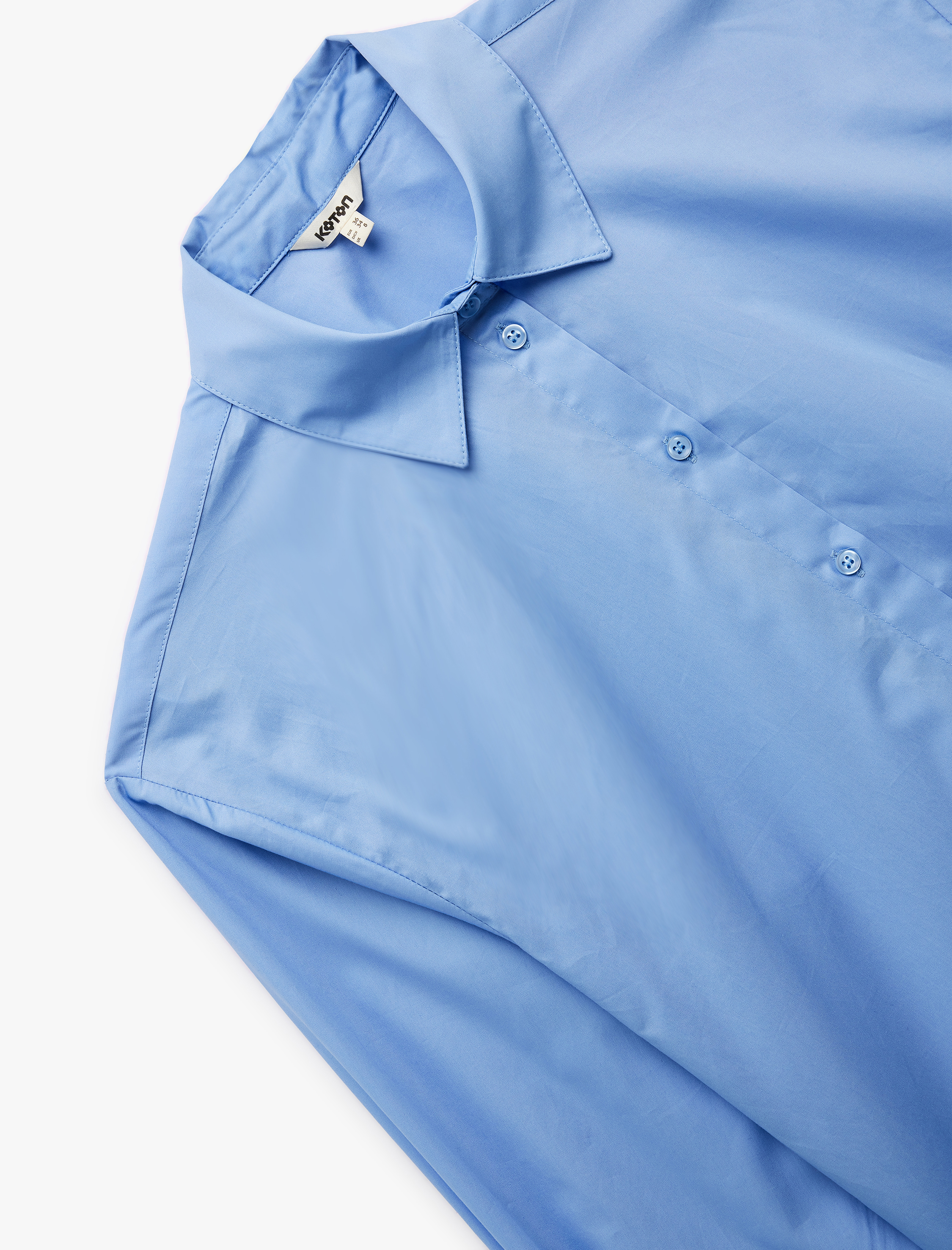   Pamuklu Düğmeli Uzun Kollu Oversize Gömlek