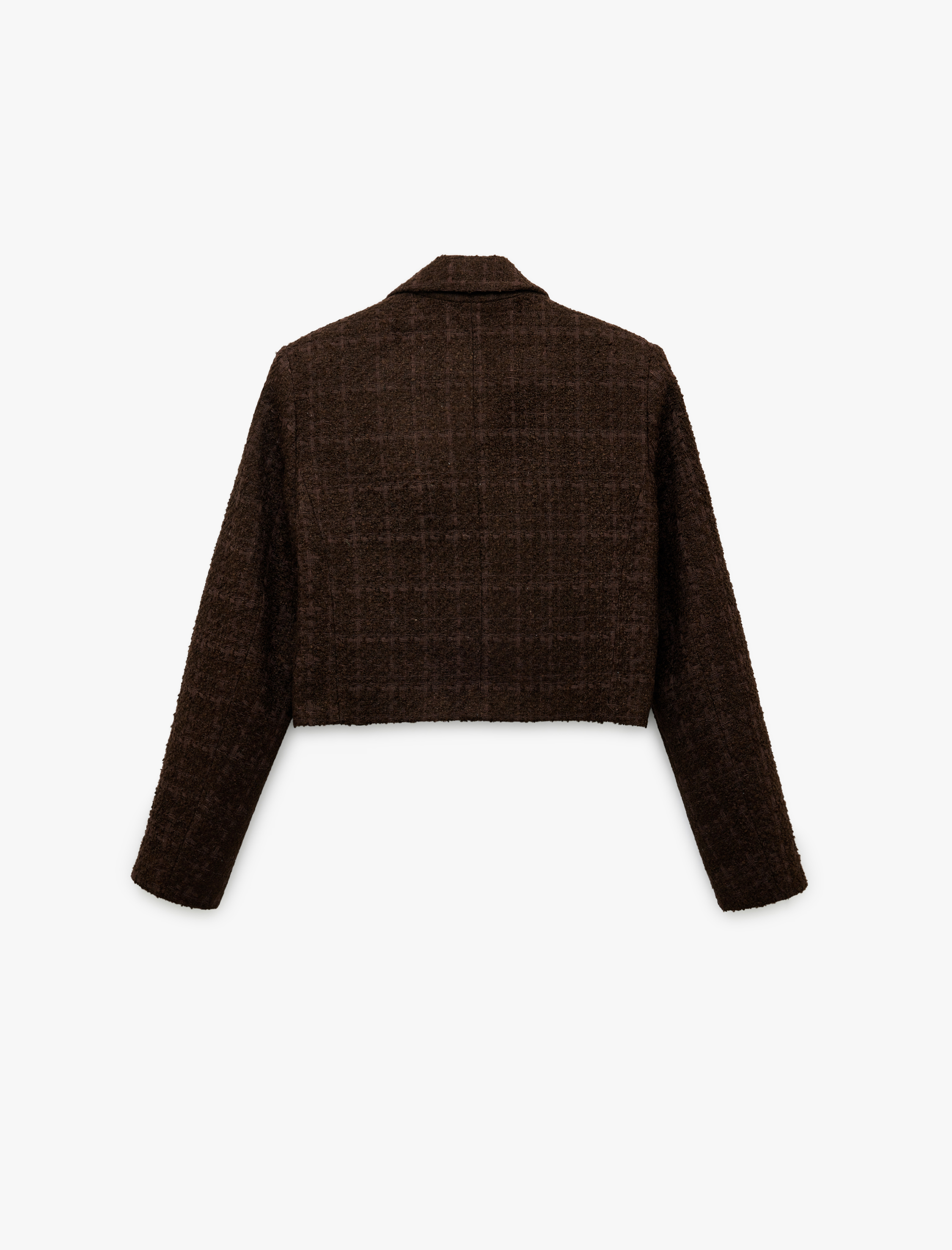   Slim Fit Kruvaze Uzun Kollu Tüvit Crop Blazer Ceket