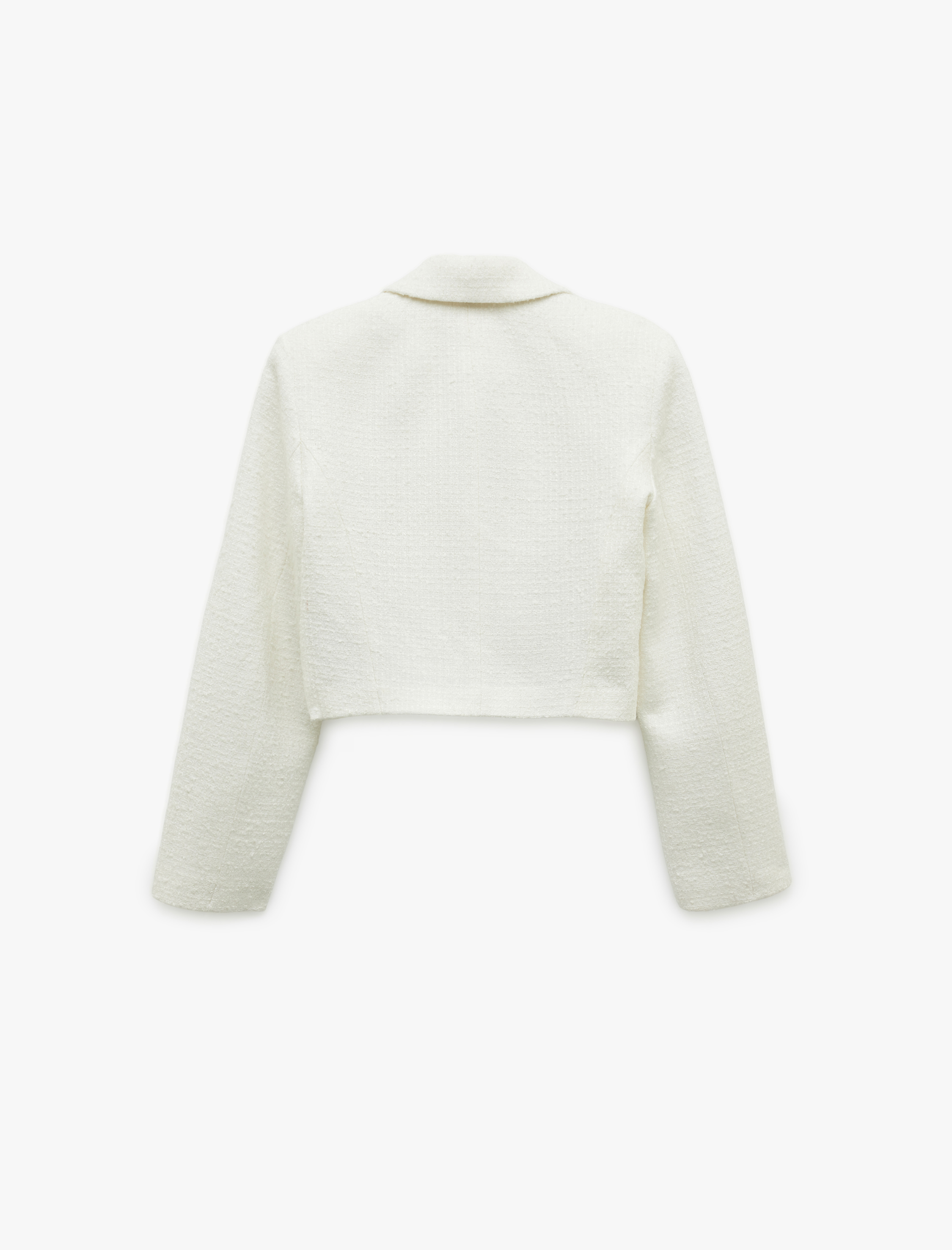   Kruvaze Uzun Kollu Tüvit Crop Blazer Ceket