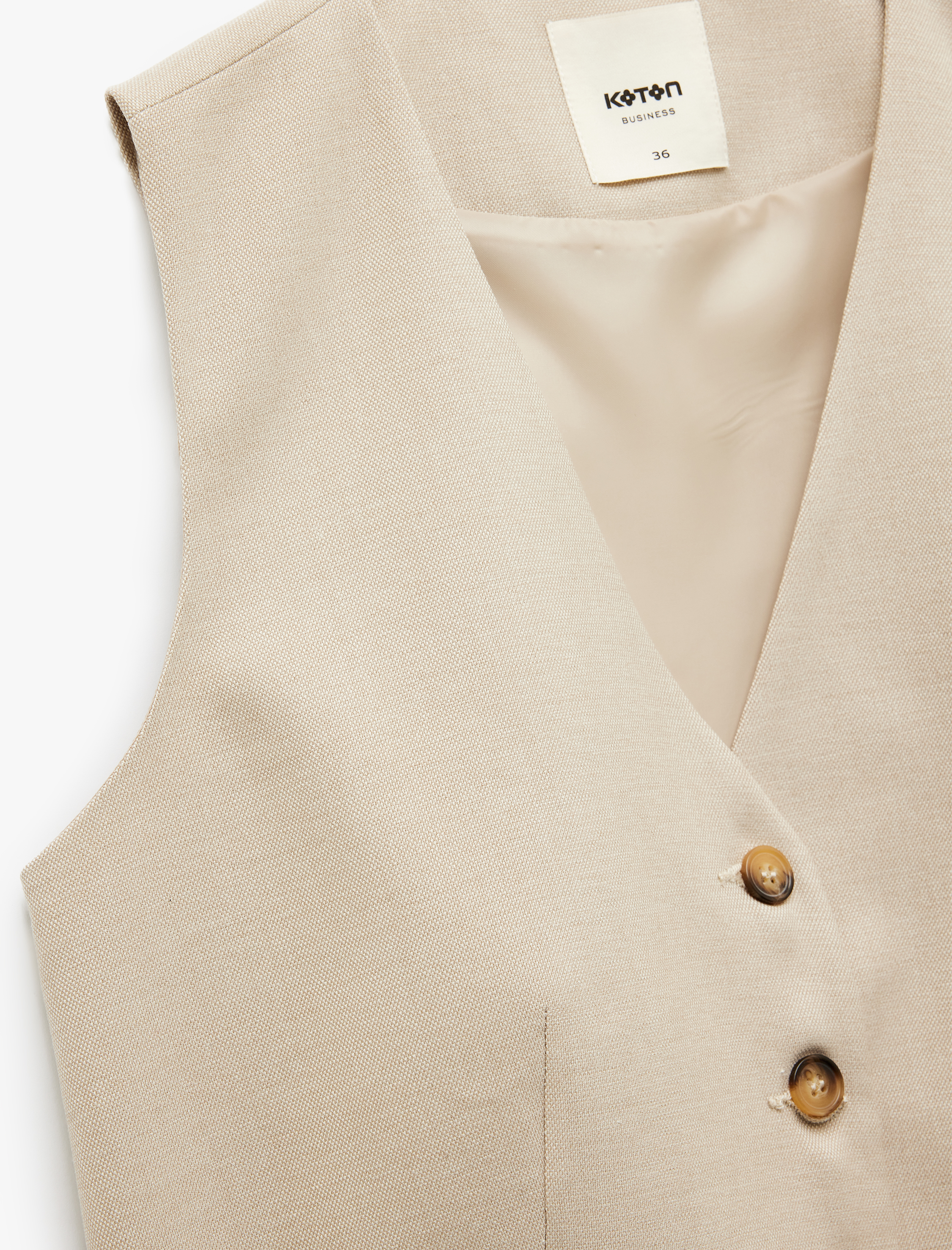   V Yaka Kolsuz Düğmeli Blazer Yelek