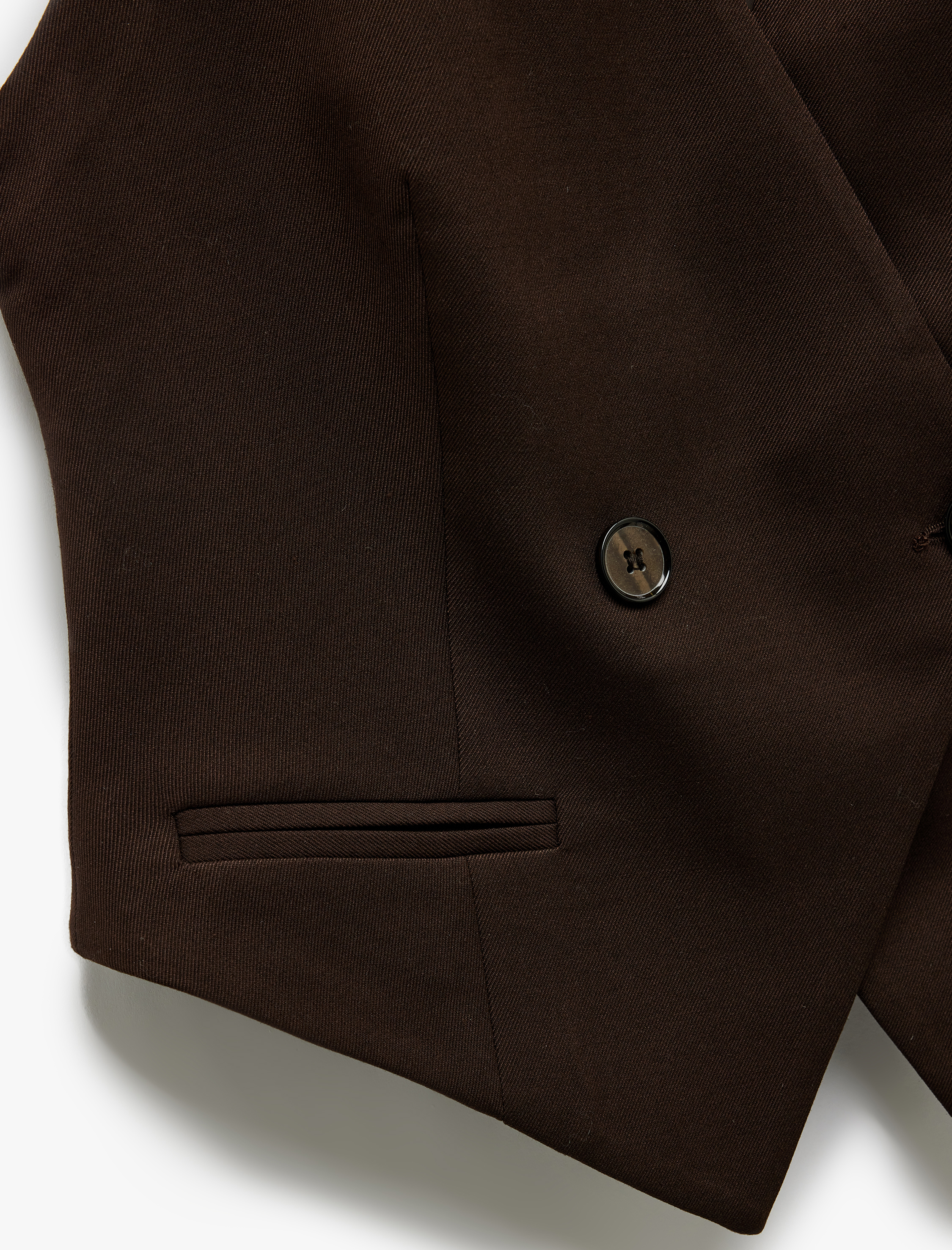   Düğmeli Kolsuz V Yaka Blazer Yelek