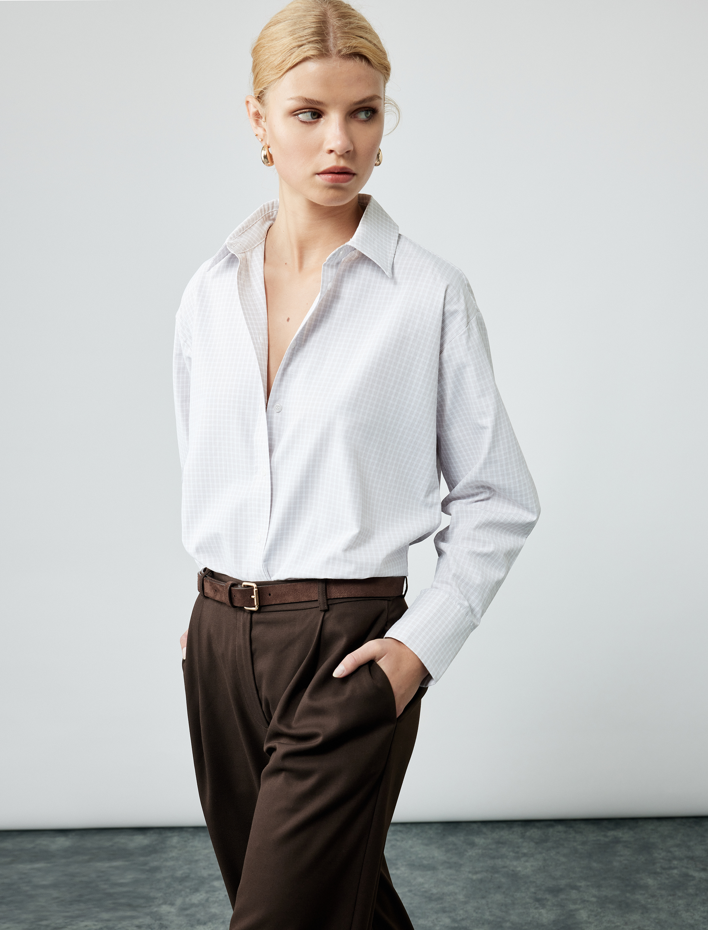   Rahat Kalıp Klasik Yaka Uzun Kollu Poplin Gömlek