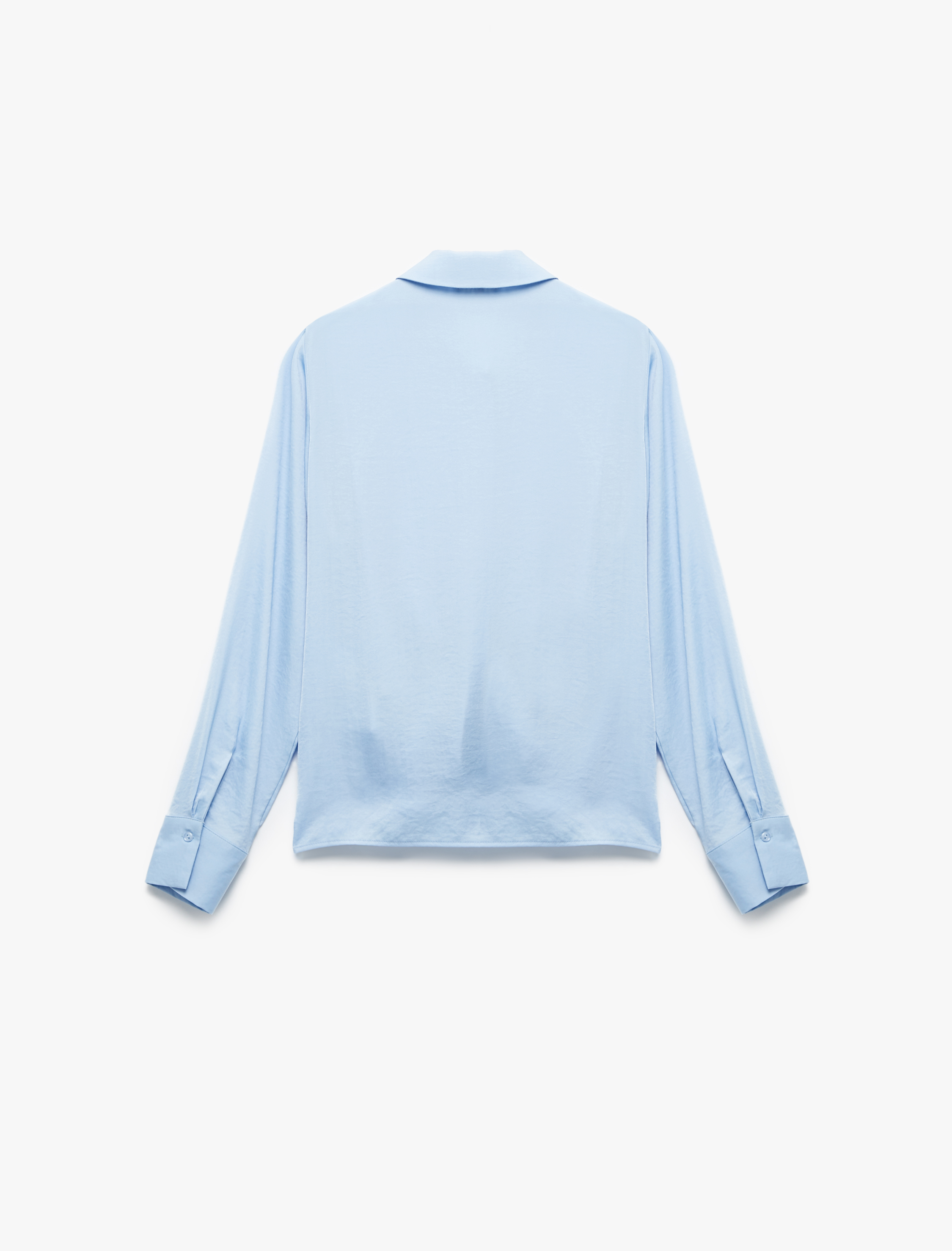   Aerobin Kumaş Uzun Kollu Önden Bağlama Detaylı Saten Gömlek