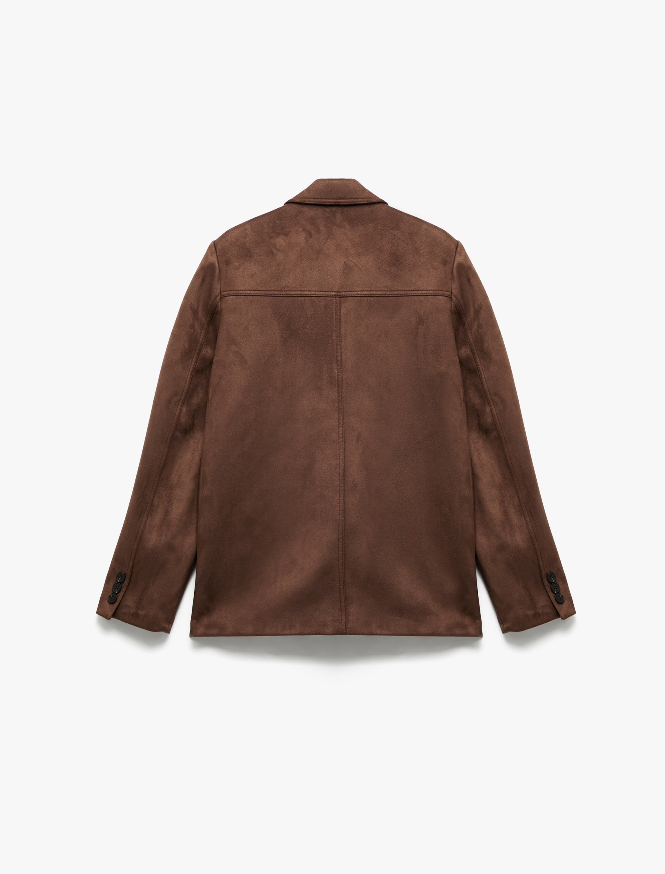   Kruvaze Düğmeli Uzun Kollu Cepli Suni Süet Ceket