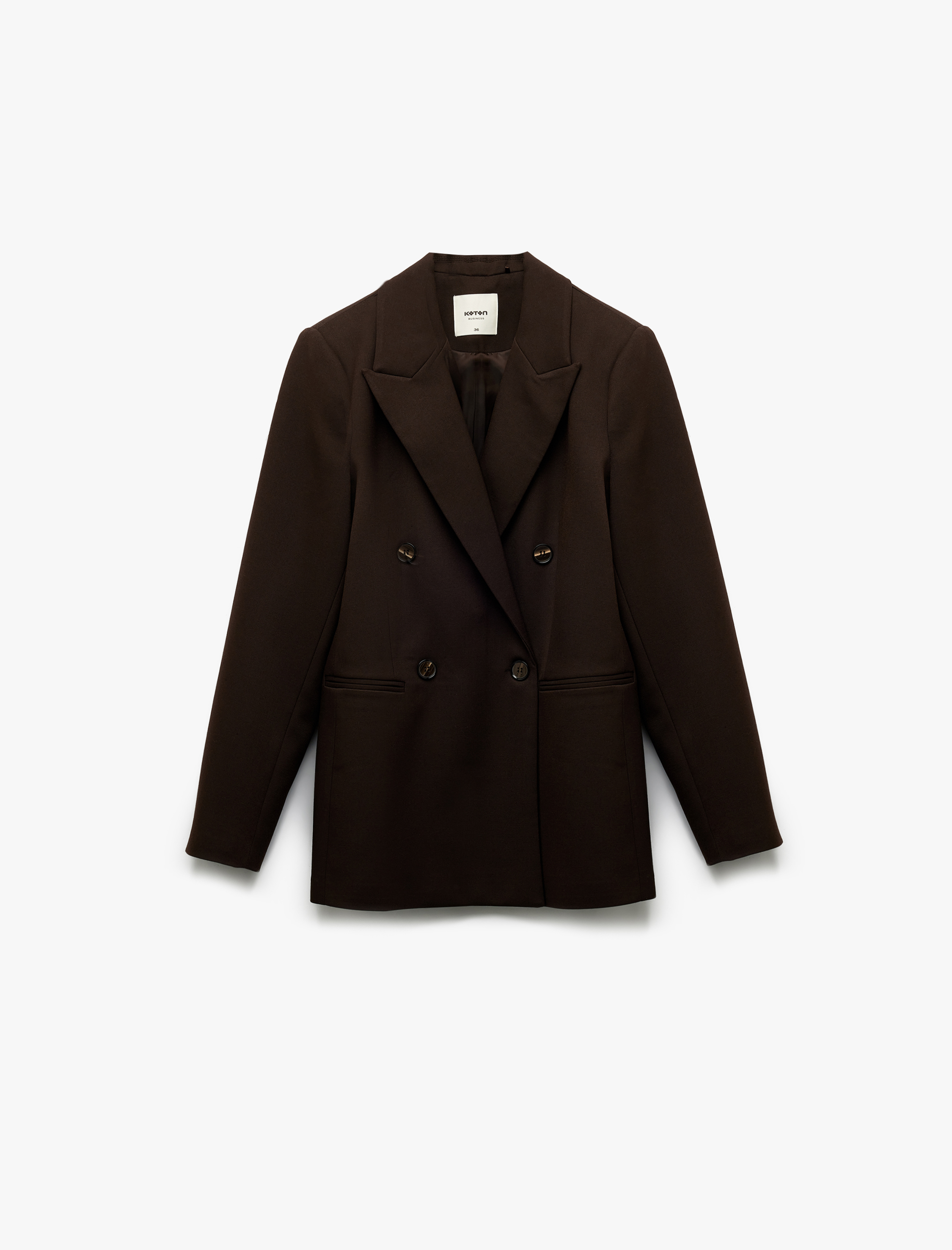   Astarlı Cepli Kruvaze Uzun Kollu Blazer Ceket