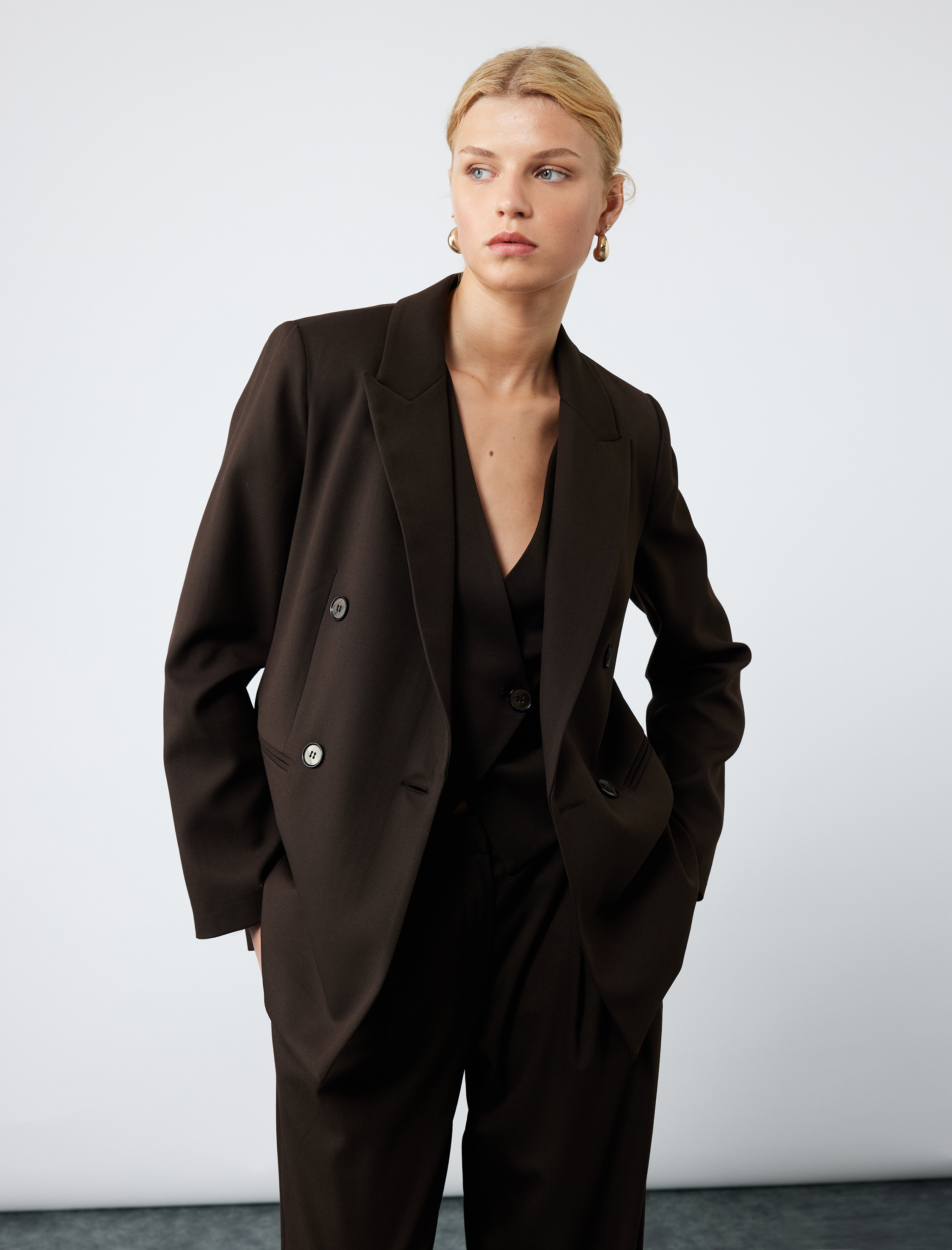   Astarlı Cepli Kruvaze Uzun Kollu Blazer Ceket