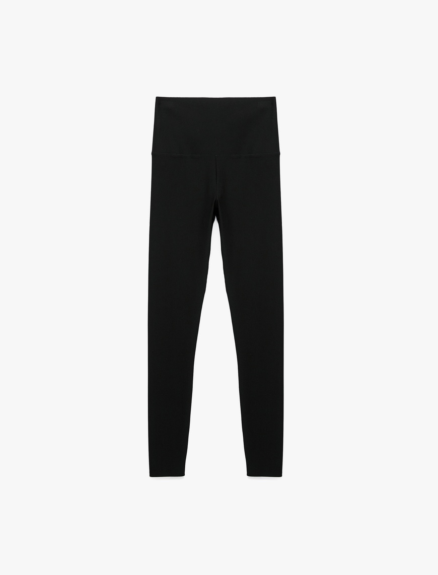   Yüksek Bel Slim Fit İnterlok Spor Tayt