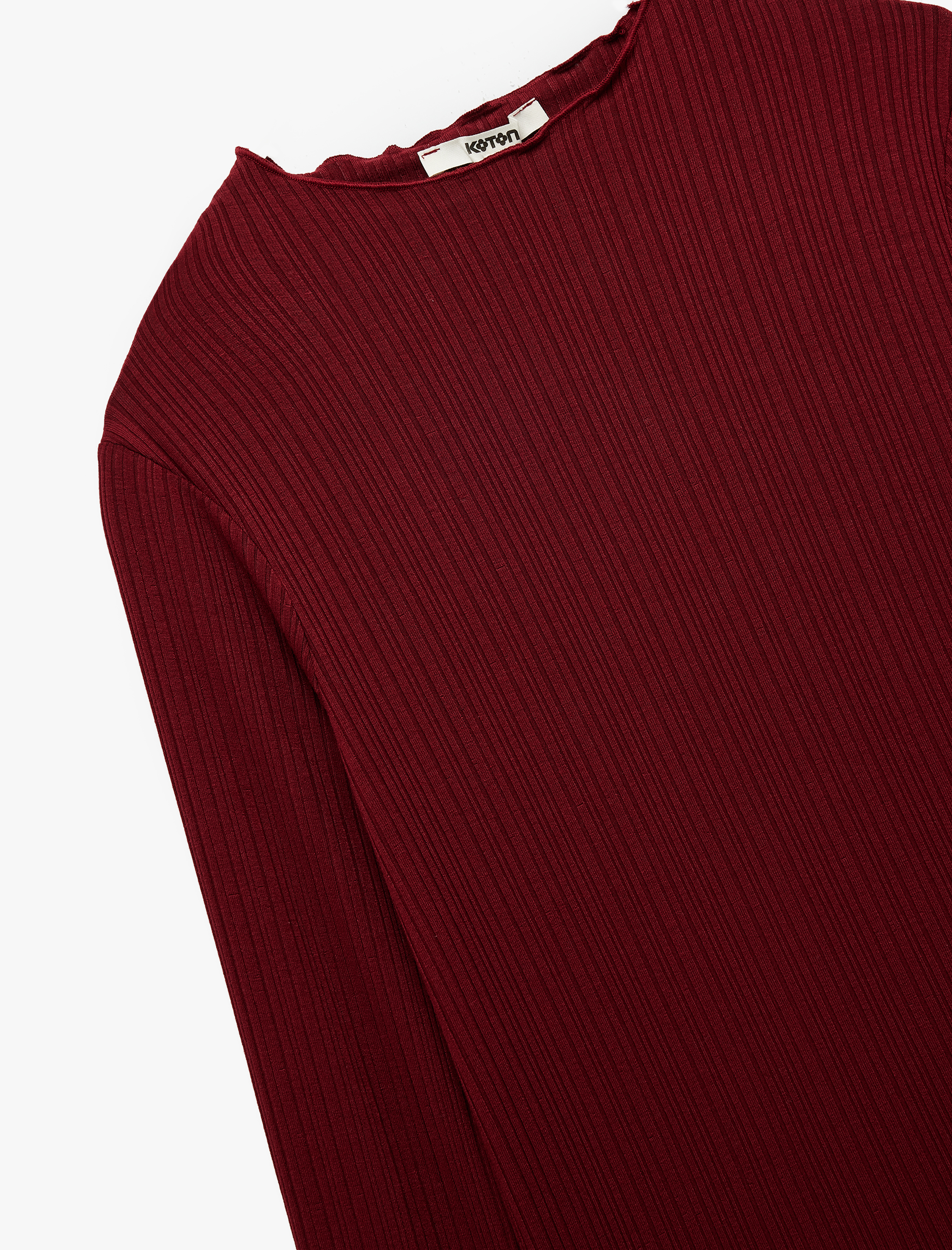   Kaşkorse Viskon Slim Fit Uzun Kollu Hafif Dik Yaka Tişört