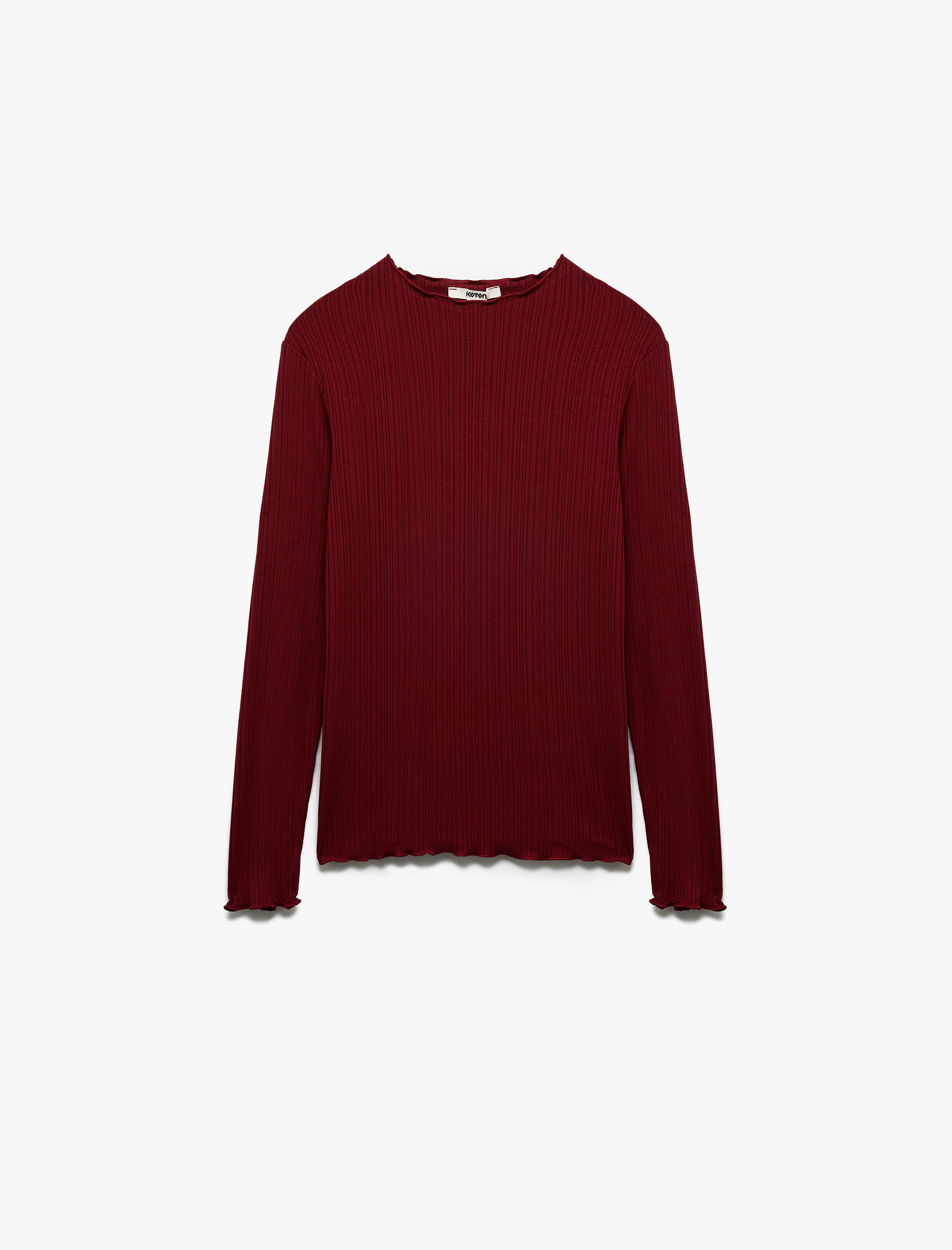   Kaşkorse Viskon Slim Fit Uzun Kollu Hafif Dik Yaka Tişört