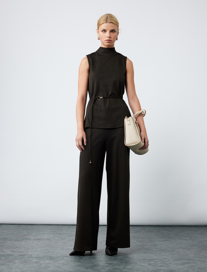  Normal Bel Regular Fit Uzun Geniş Paça Palazzo Pantolon