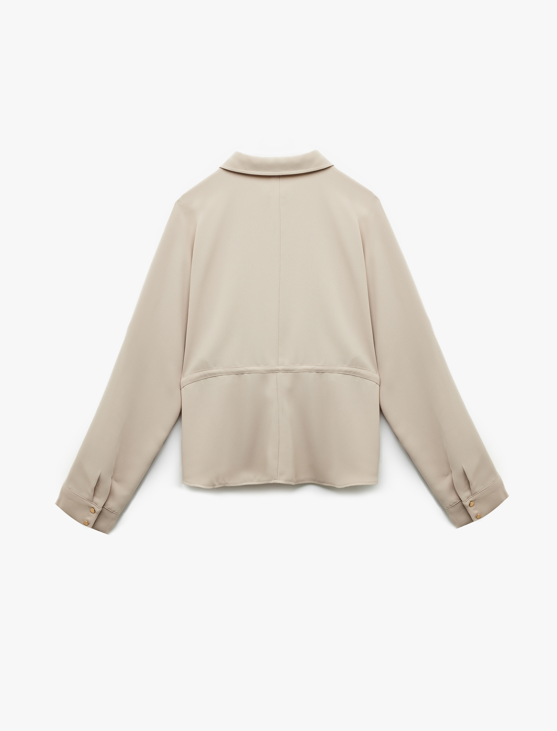   Krep Kumaş Regular Fit Bağlama Detaylı Uzun Kollu Gömlek Ceket