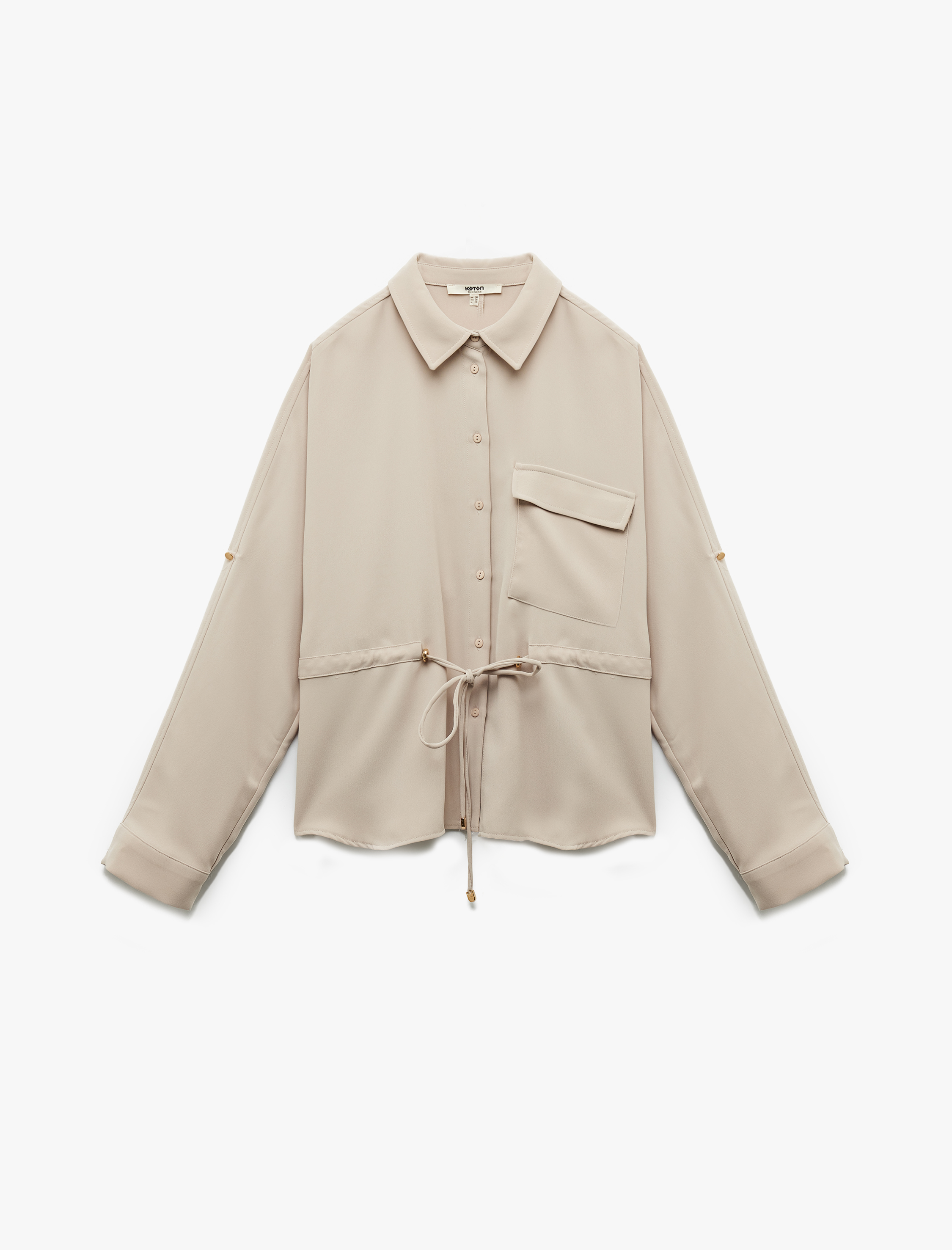   Krep Kumaş Regular Fit Bağlama Detaylı Uzun Kollu Gömlek Ceket