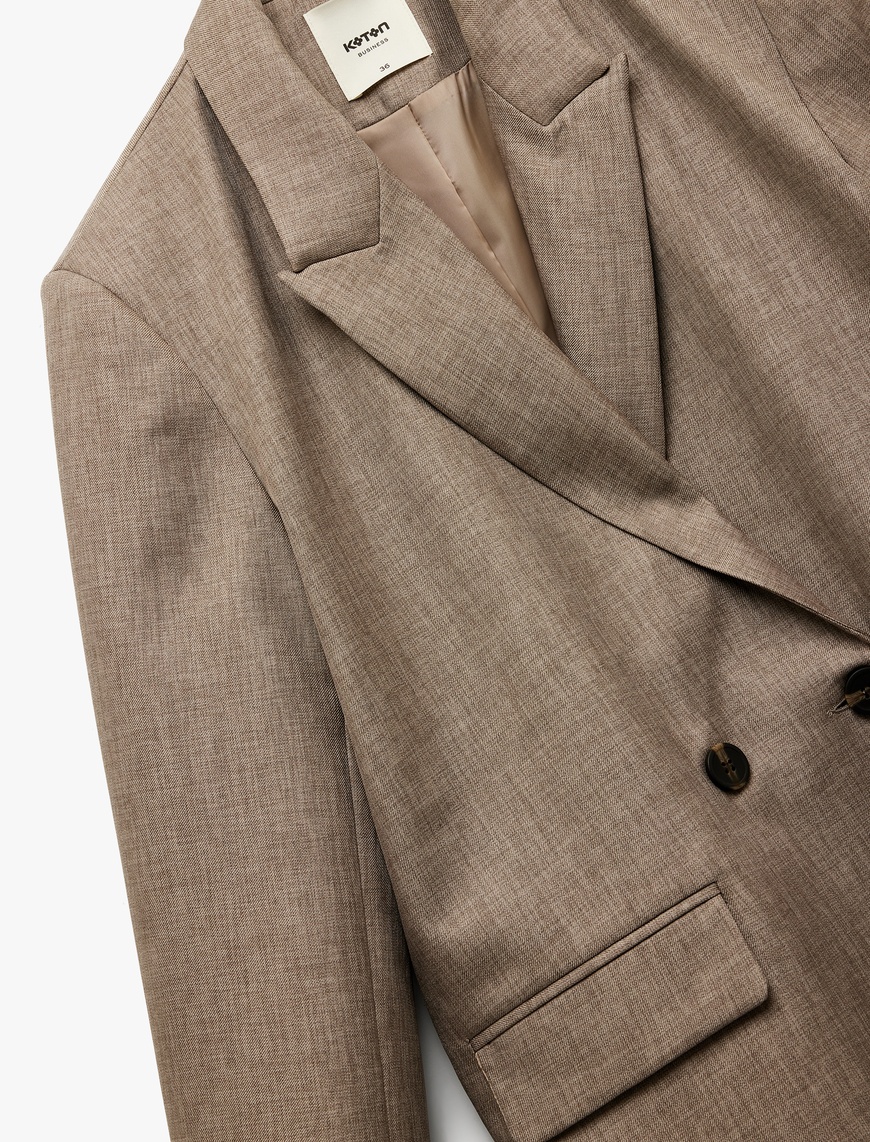   Kruvaze Yaka Uzun Kollu Oversize Blazer Ceket