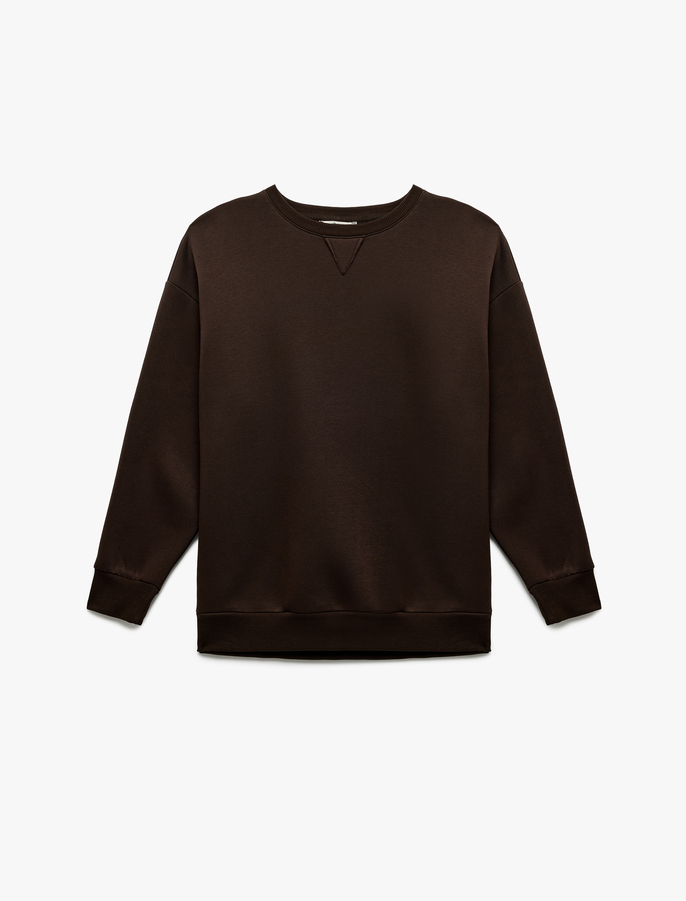   Üç İplik Şardonlu Uzun Kollu Bisiklet Yaka Oversize Sweatshirt