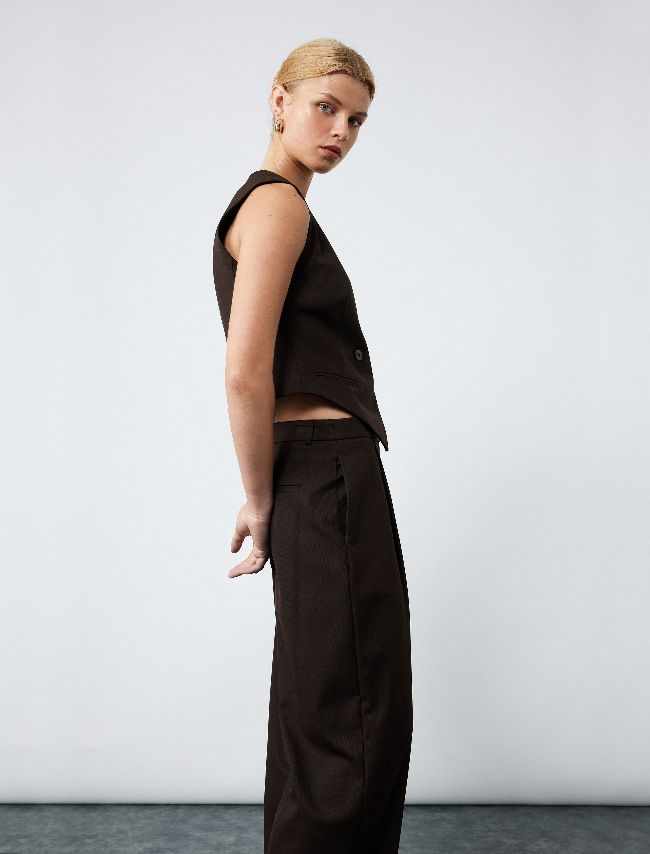   Cepli Yüksek Bel Geniş Paça Palazzo Pantolon