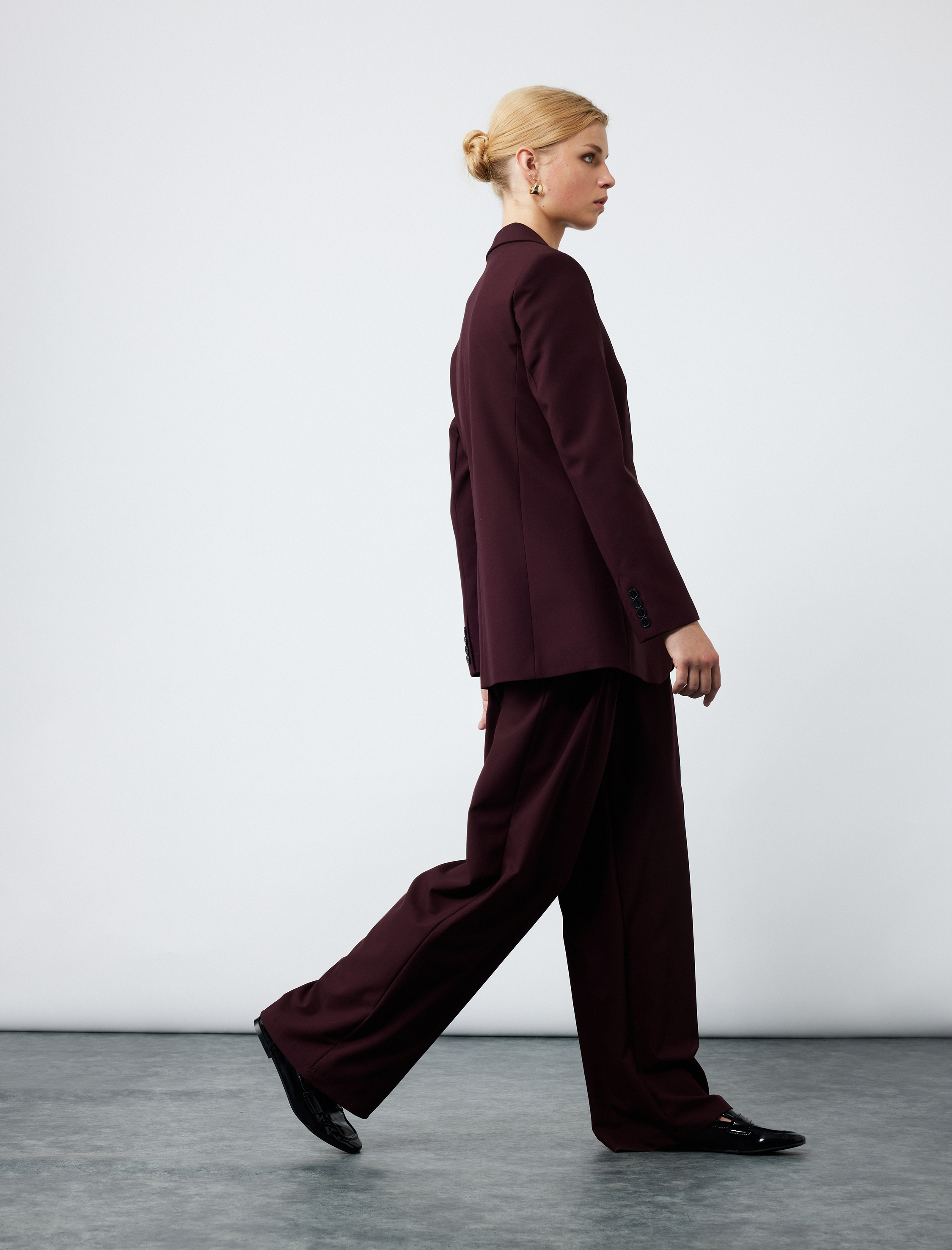   Pile Detaylı Yüksek Bel Geniş Paça Palazzo Pantolon