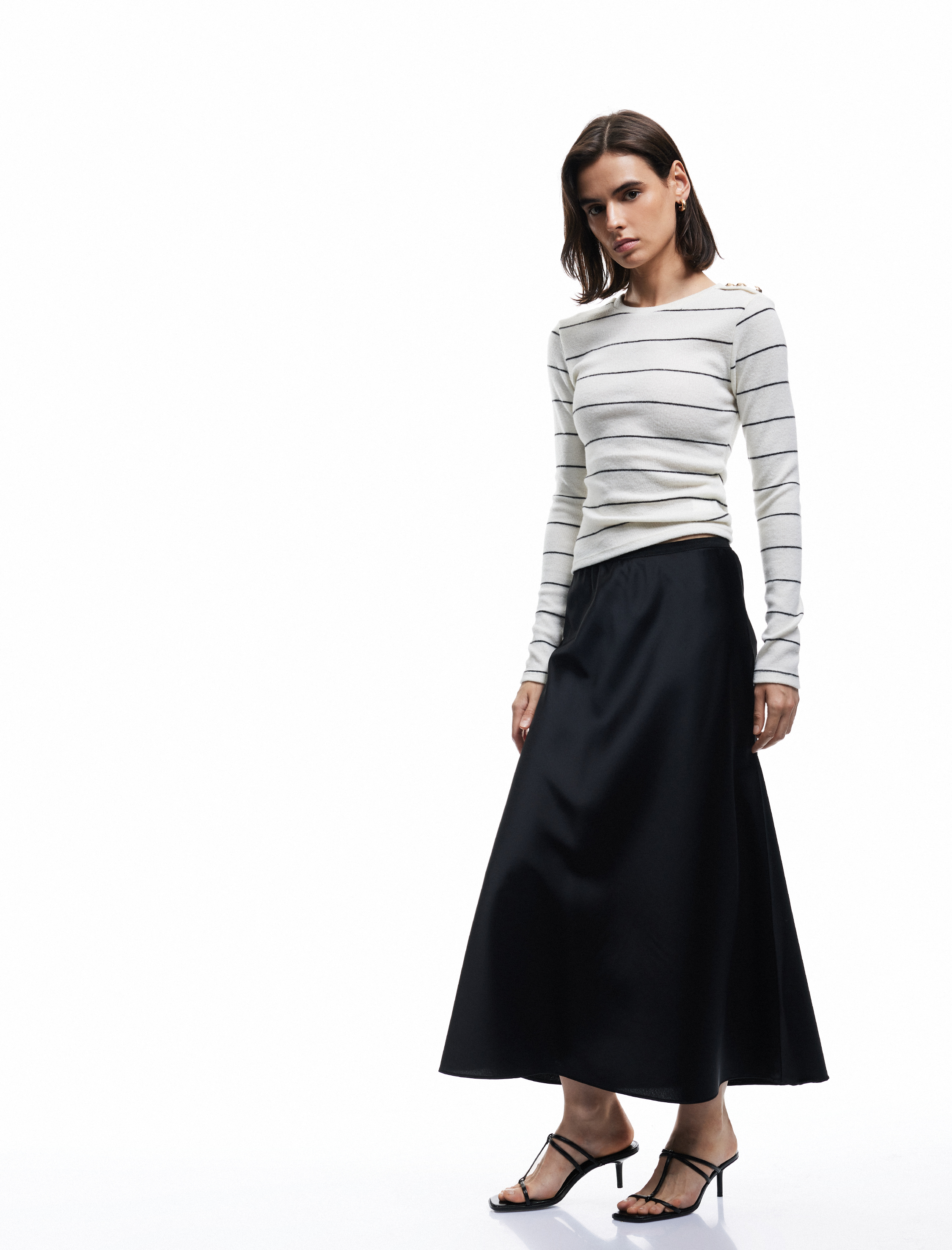   Standart Bel Regular Fit Saten Midi Etek