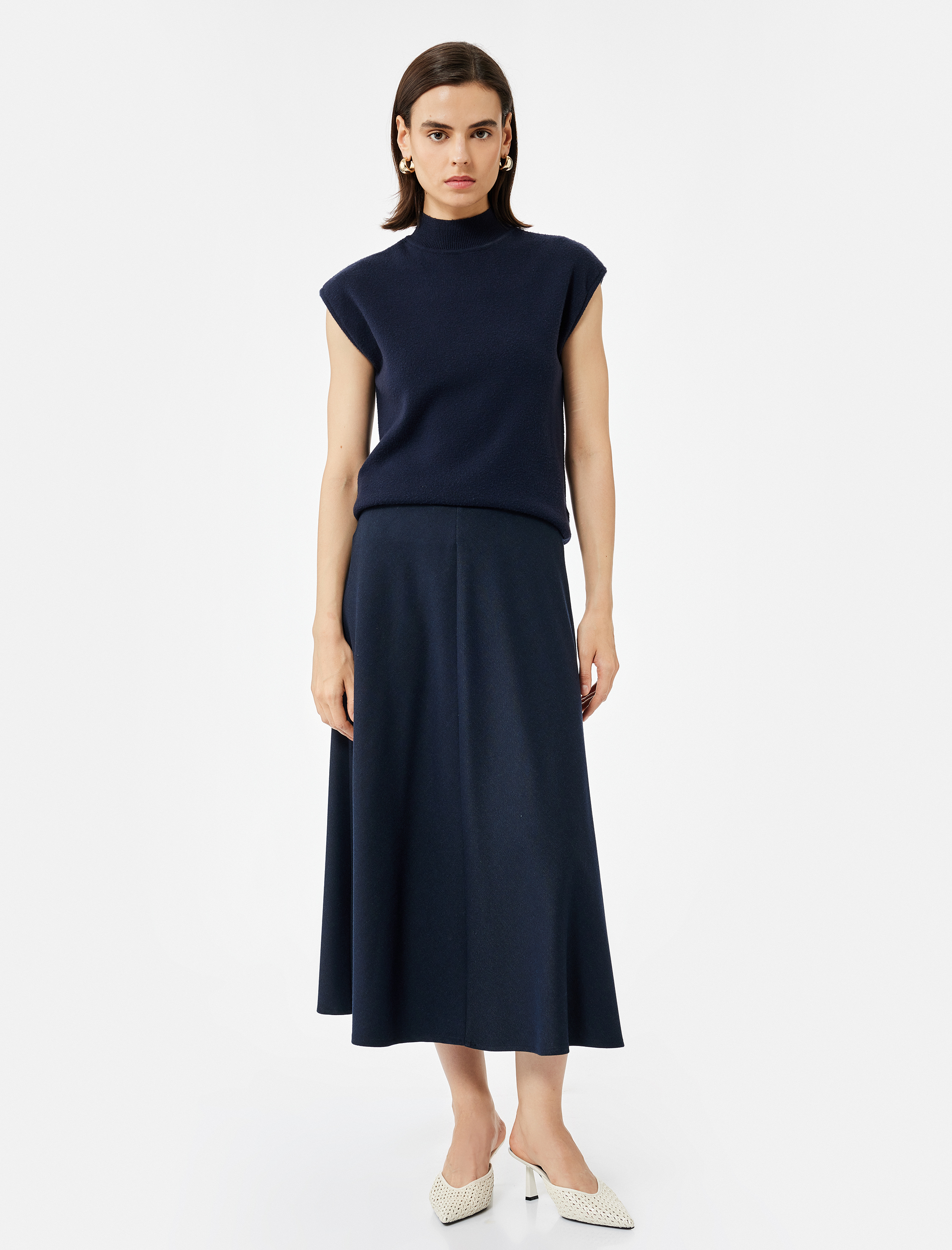   Standart Bel Çan Kesim Midi Kloş Etek