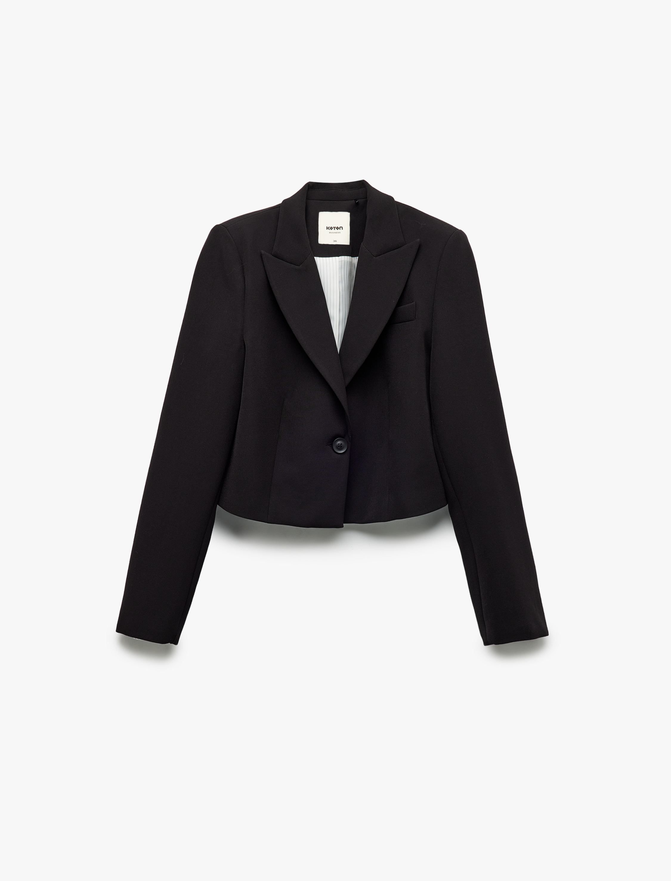   Kruvaze Yaka Uzun Kollu Crop Blazer Ceket