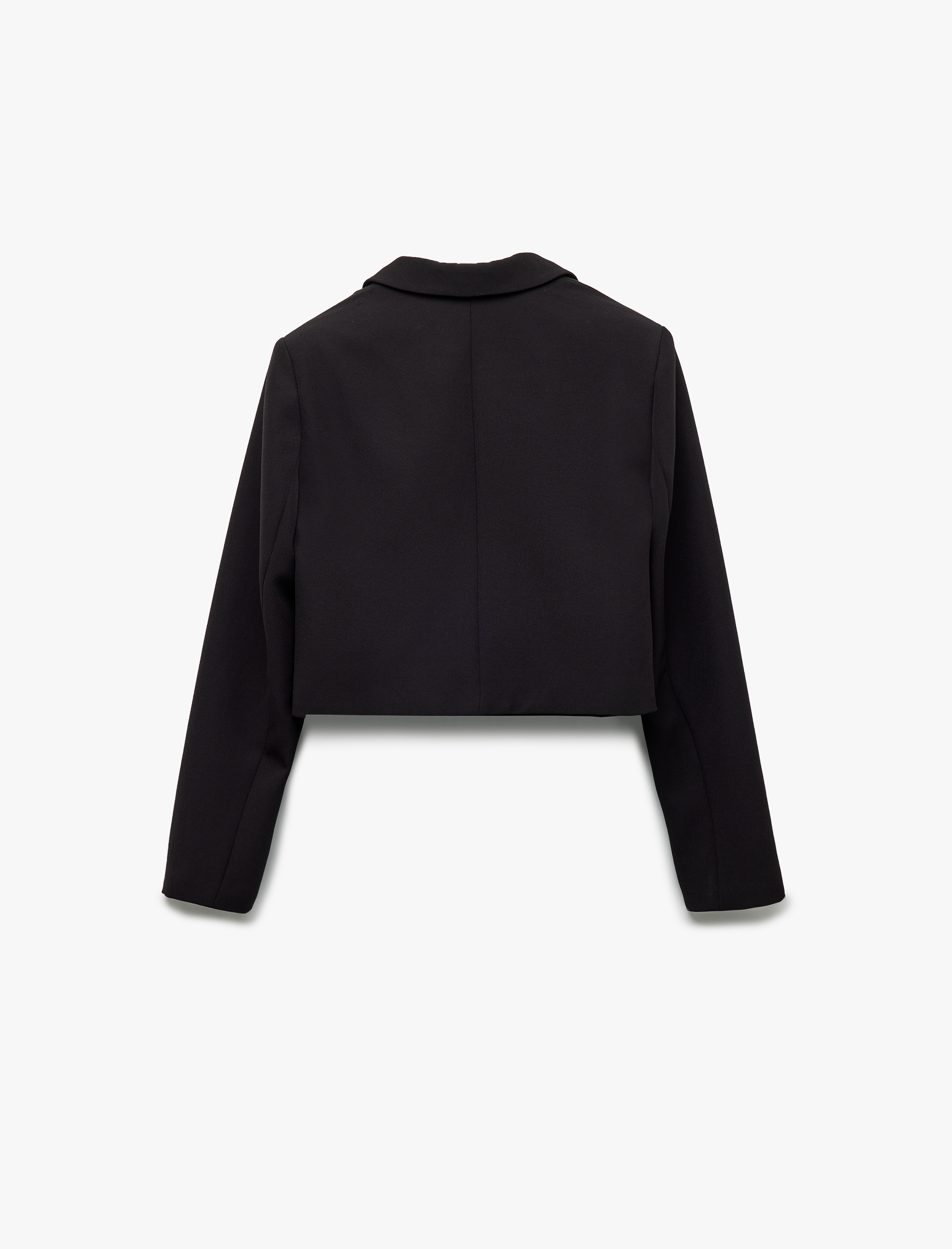   Kruvaze Yaka Uzun Kollu Crop Blazer Ceket