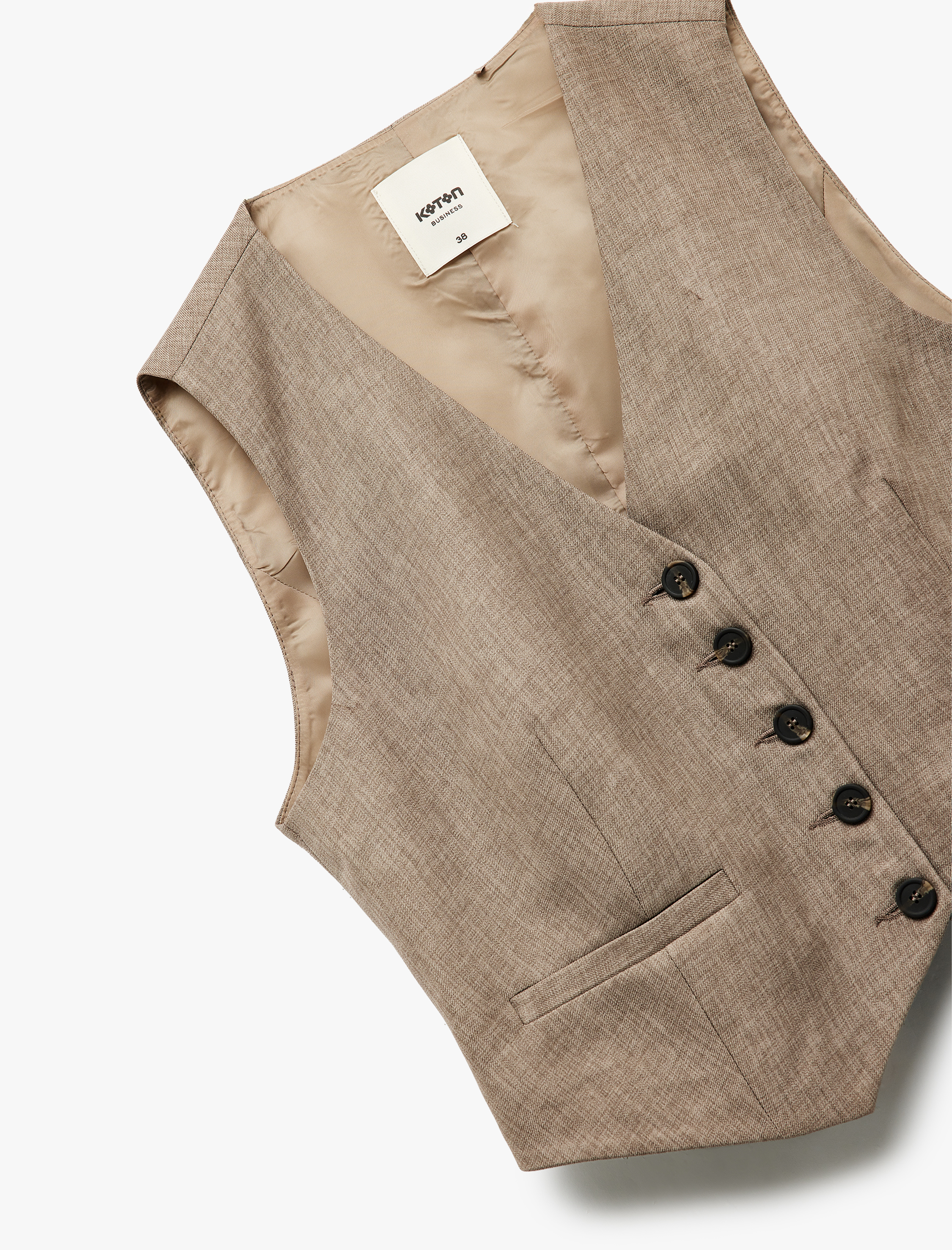   Regular Fit Kolsuz V Yaka Blazer Yelek