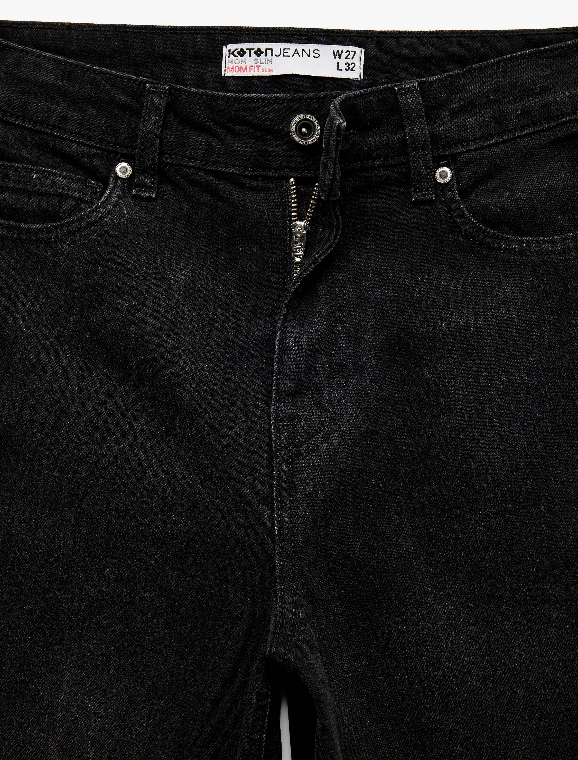   Pamuklu Yüksek Bel Düğmeli Slim Fit Mom Jean Pantolon - Mom Jeans