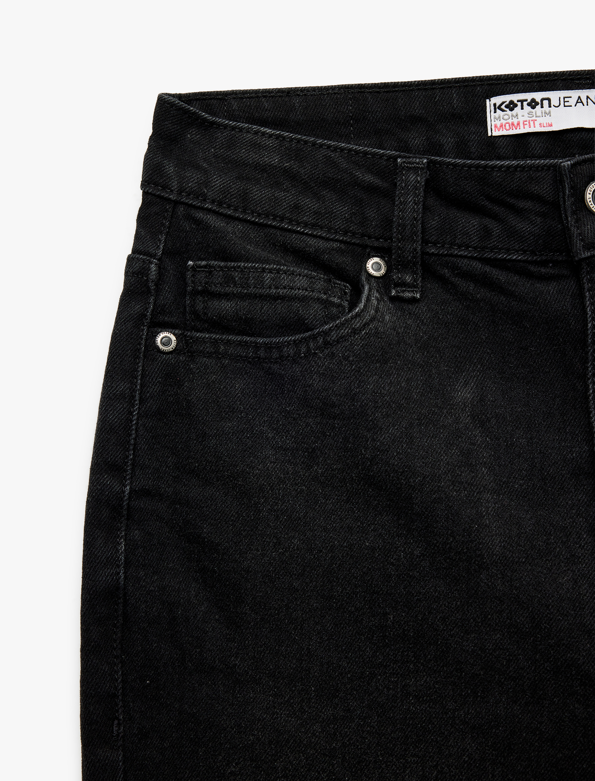   Pamuklu Yüksek Bel Düğmeli Slim Fit Mom Jean Pantolon - Mom Jeans