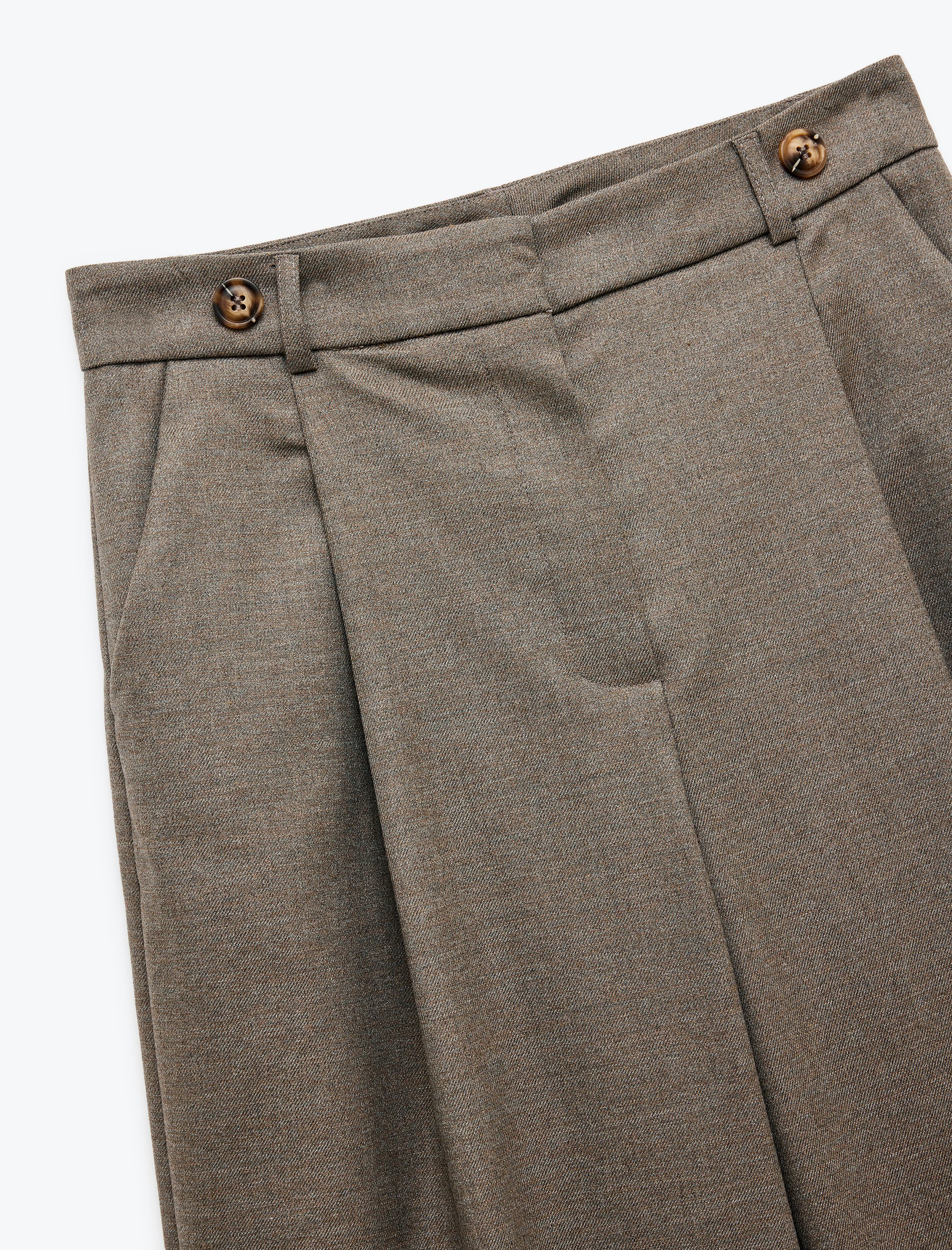   Cepli Pile Detaylı Geniş Paça Yüksek Bel Palazzo Pantolon