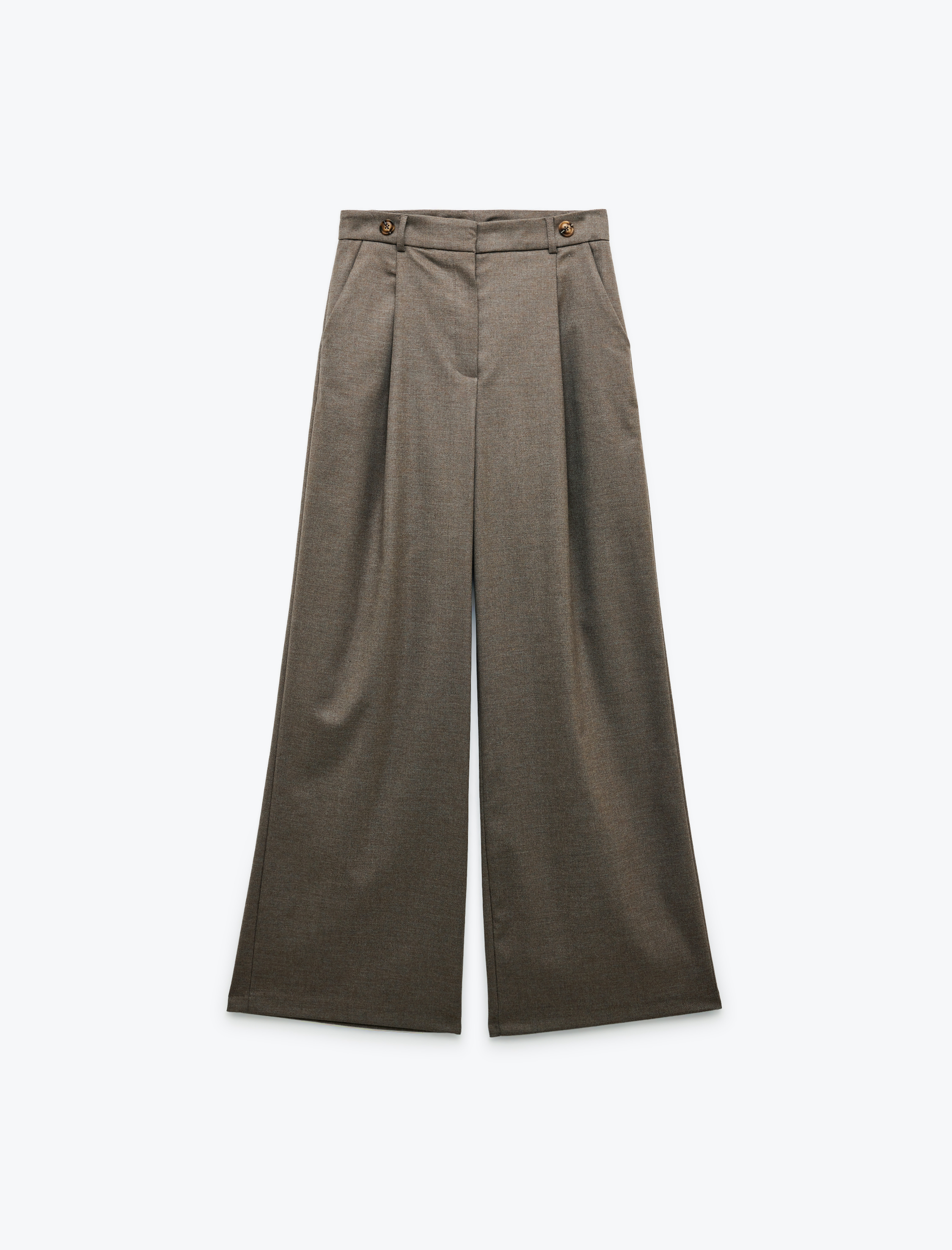   Cepli Pile Detaylı Geniş Paça Yüksek Bel Palazzo Pantolon