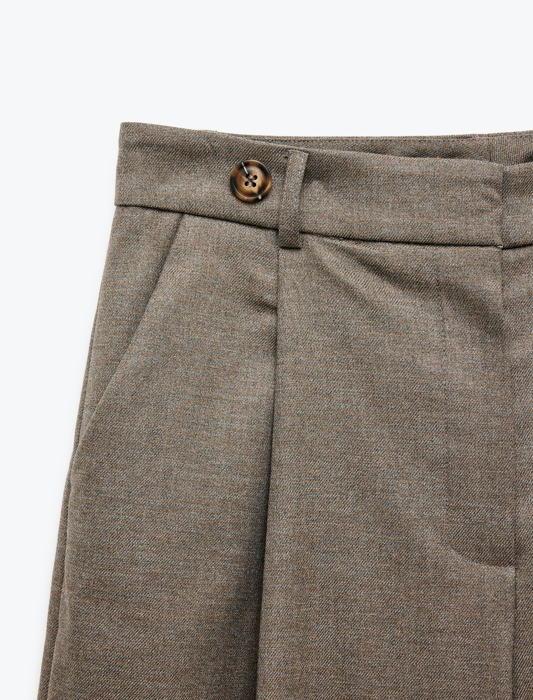   Cepli Pile Detaylı Geniş Paça Yüksek Bel Palazzo Pantolon