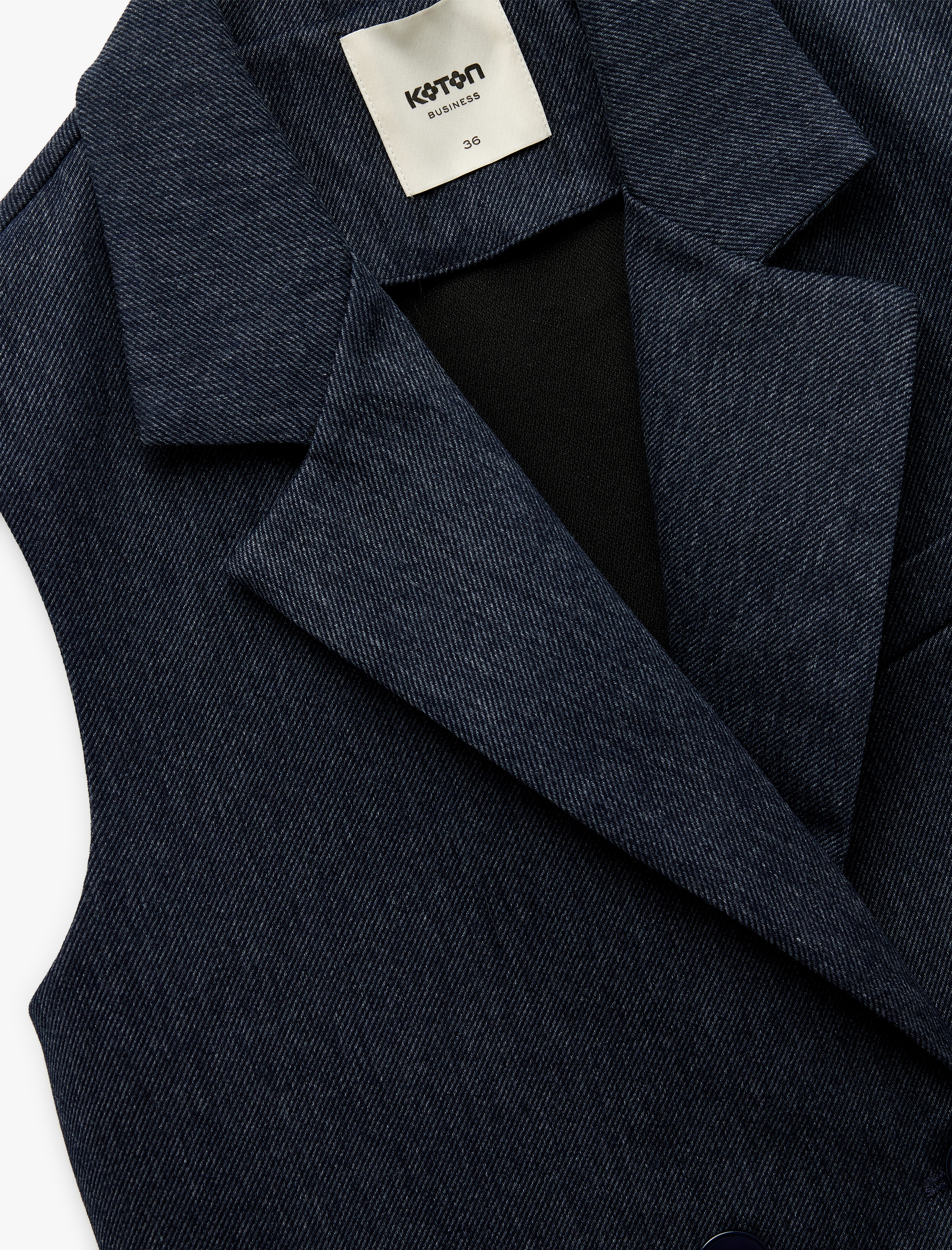   Kruvaze Yaka Kolsuz Crop Blazer Yelek