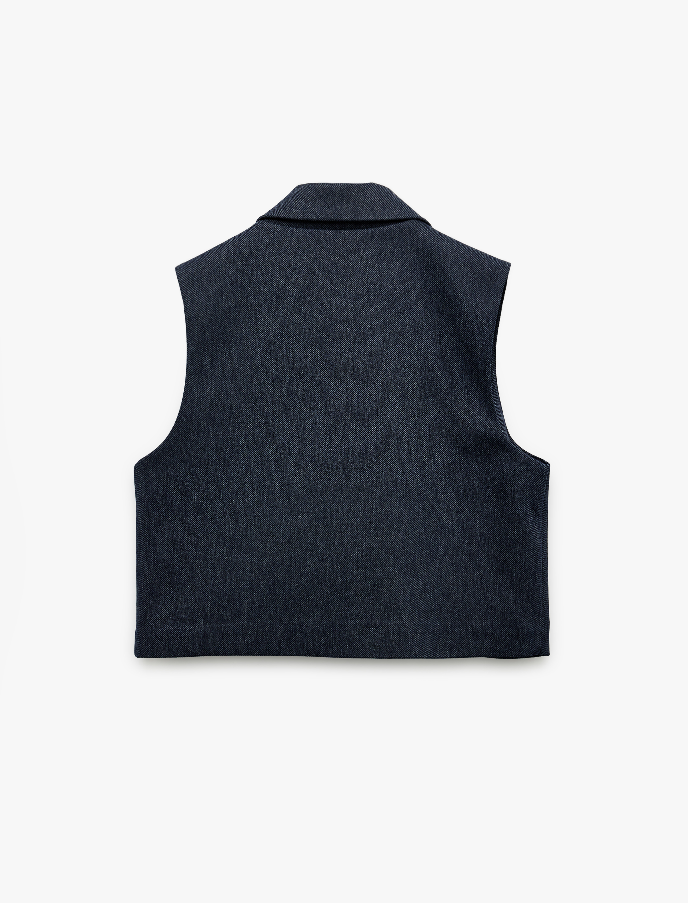   Kruvaze Yaka Kolsuz Crop Blazer Yelek