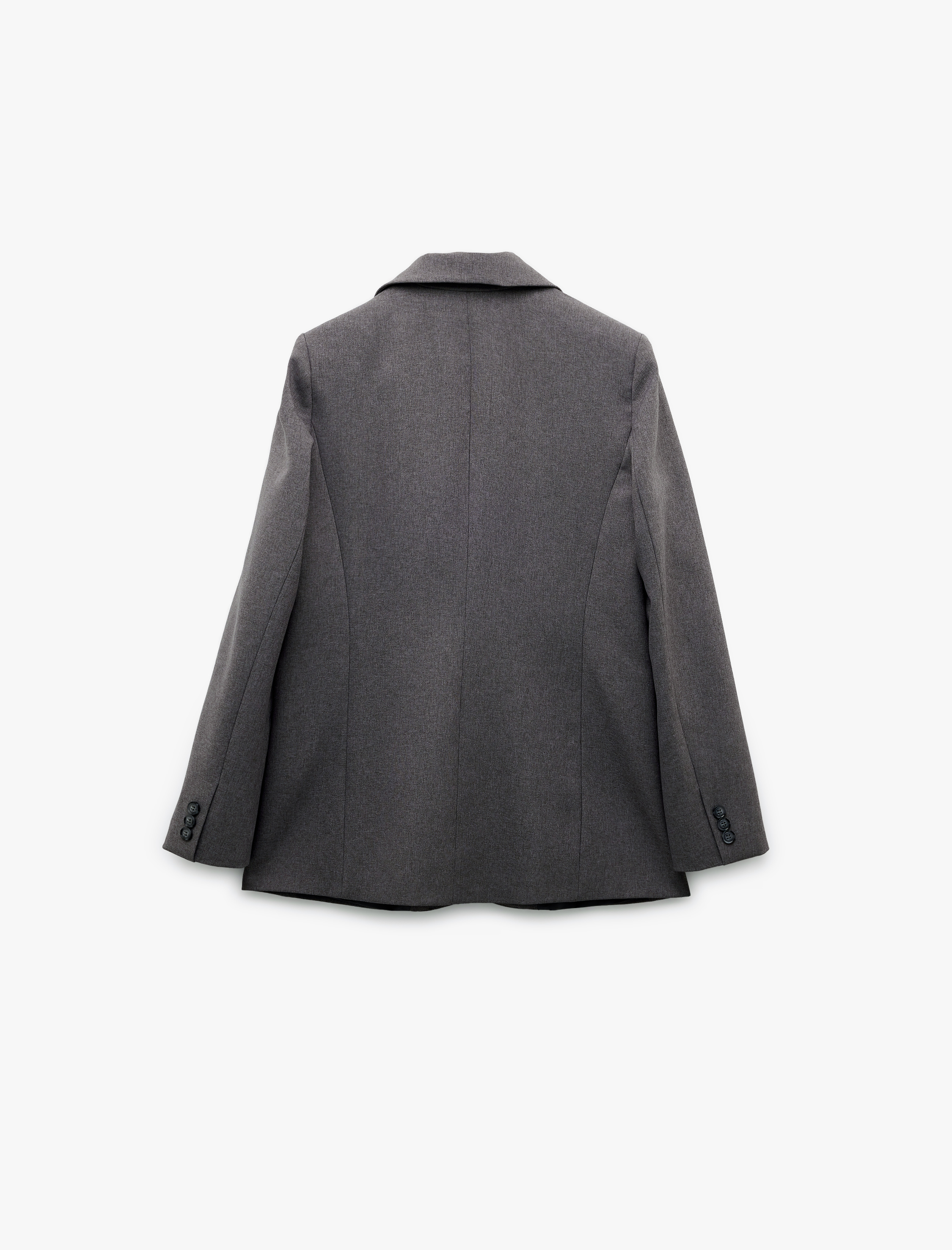   Kruvaze Yaka Düğmeli Cepli Uzun Kollu Blazer Ceket