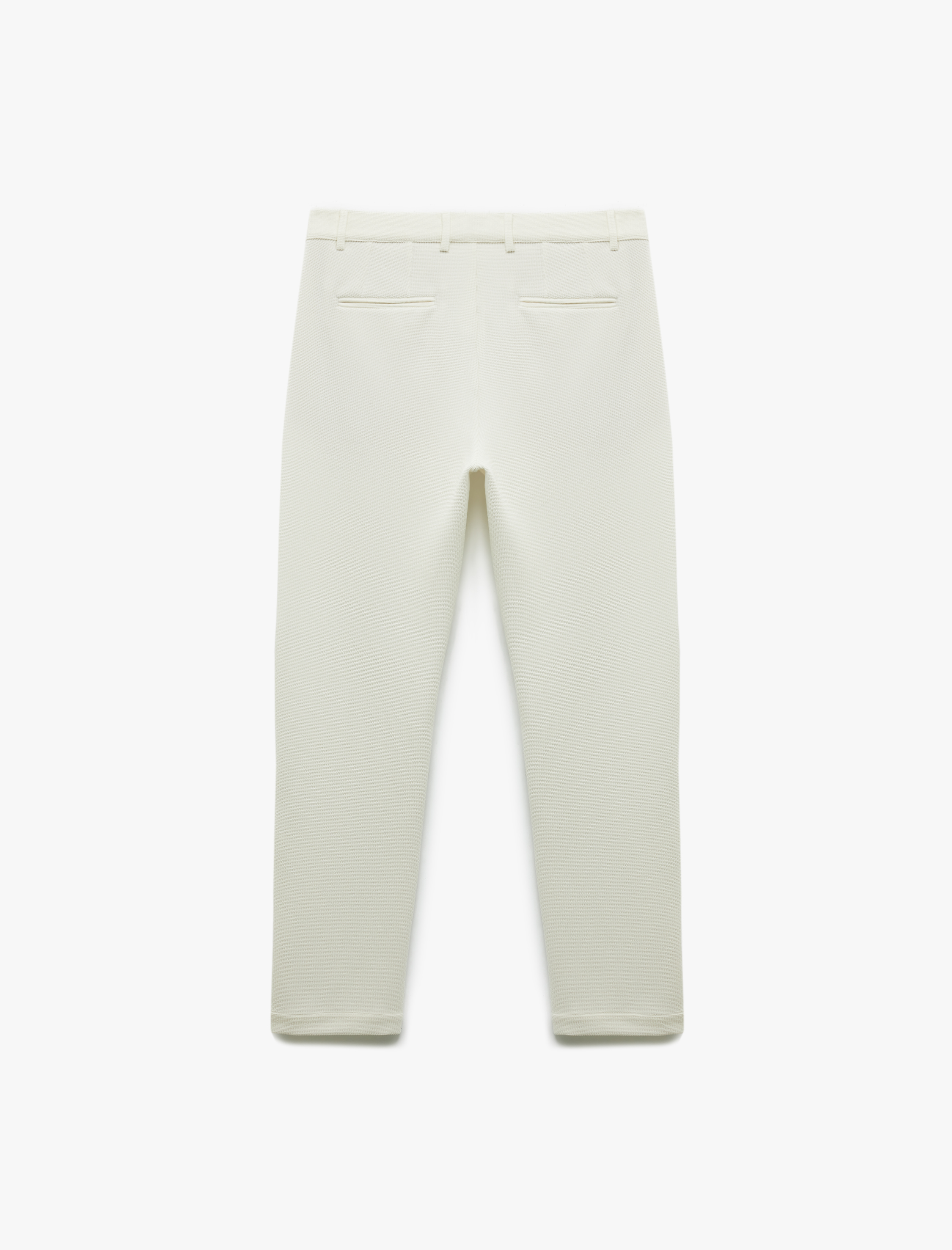   Waffle Dokulu Cep Detaylı Kancalı Slim Fit Pantolon