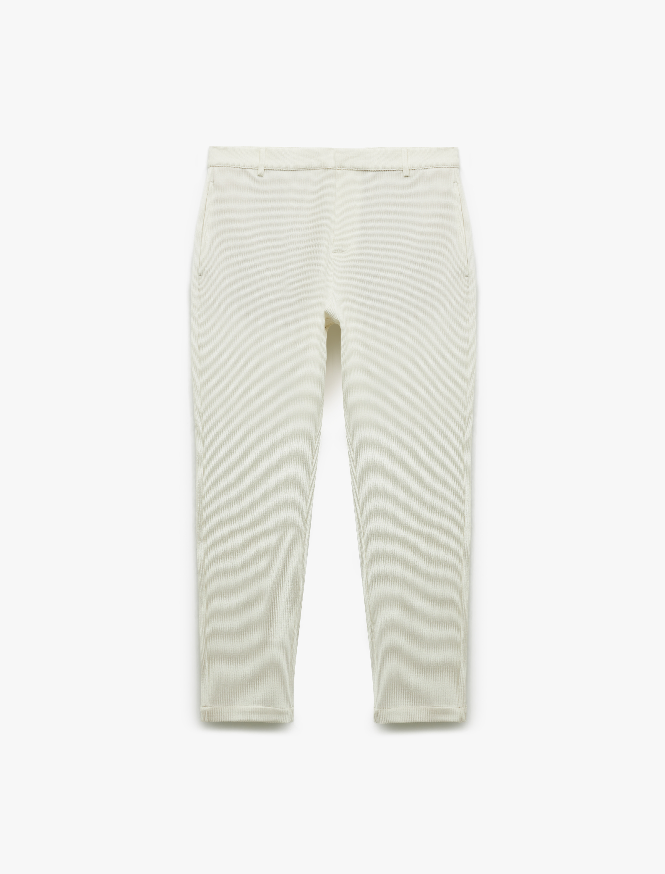   Waffle Dokulu Cep Detaylı Kancalı Slim Fit Pantolon