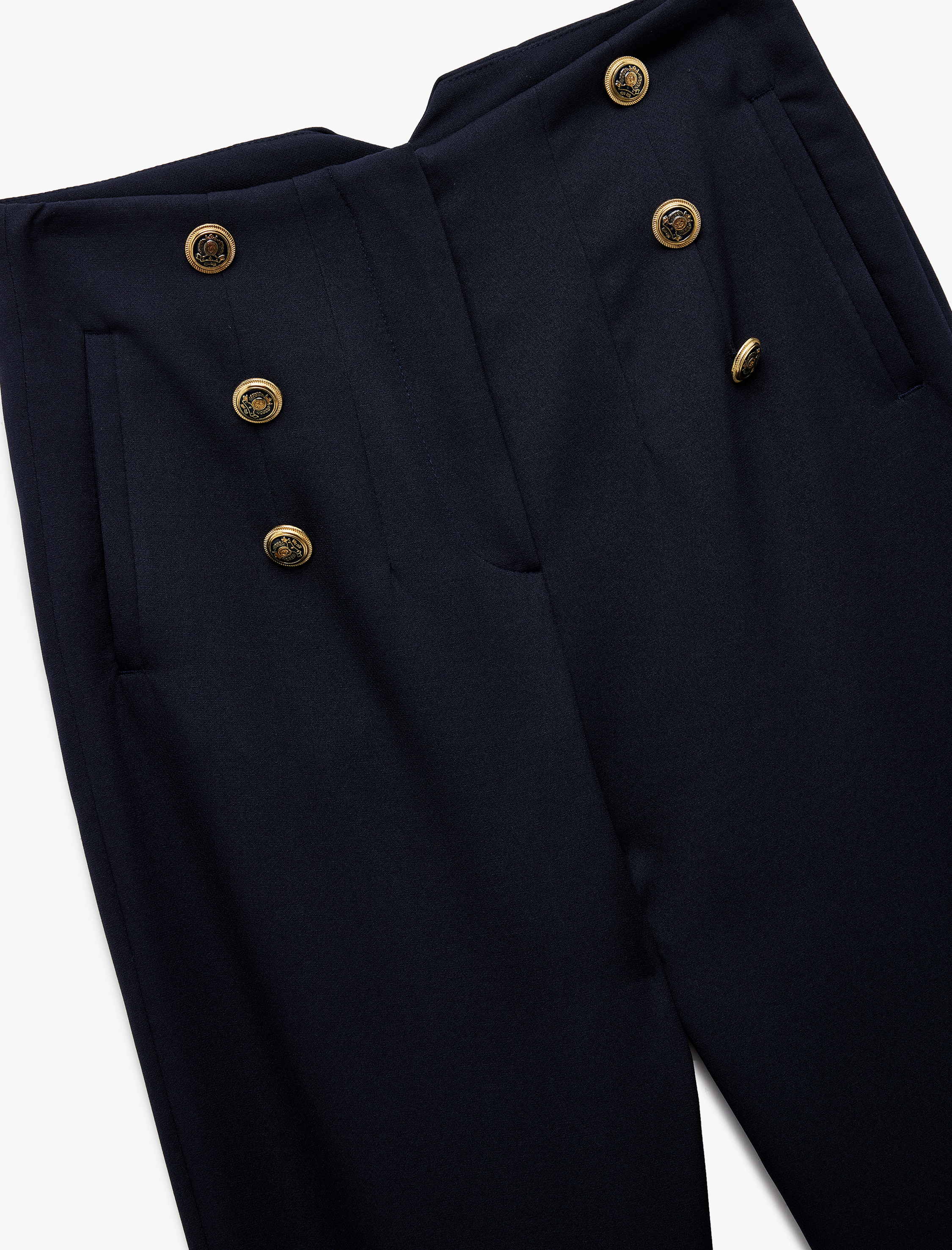 Slim Fit Düğmeli Yüksek Bel Cigarette Kumaş Pantolon