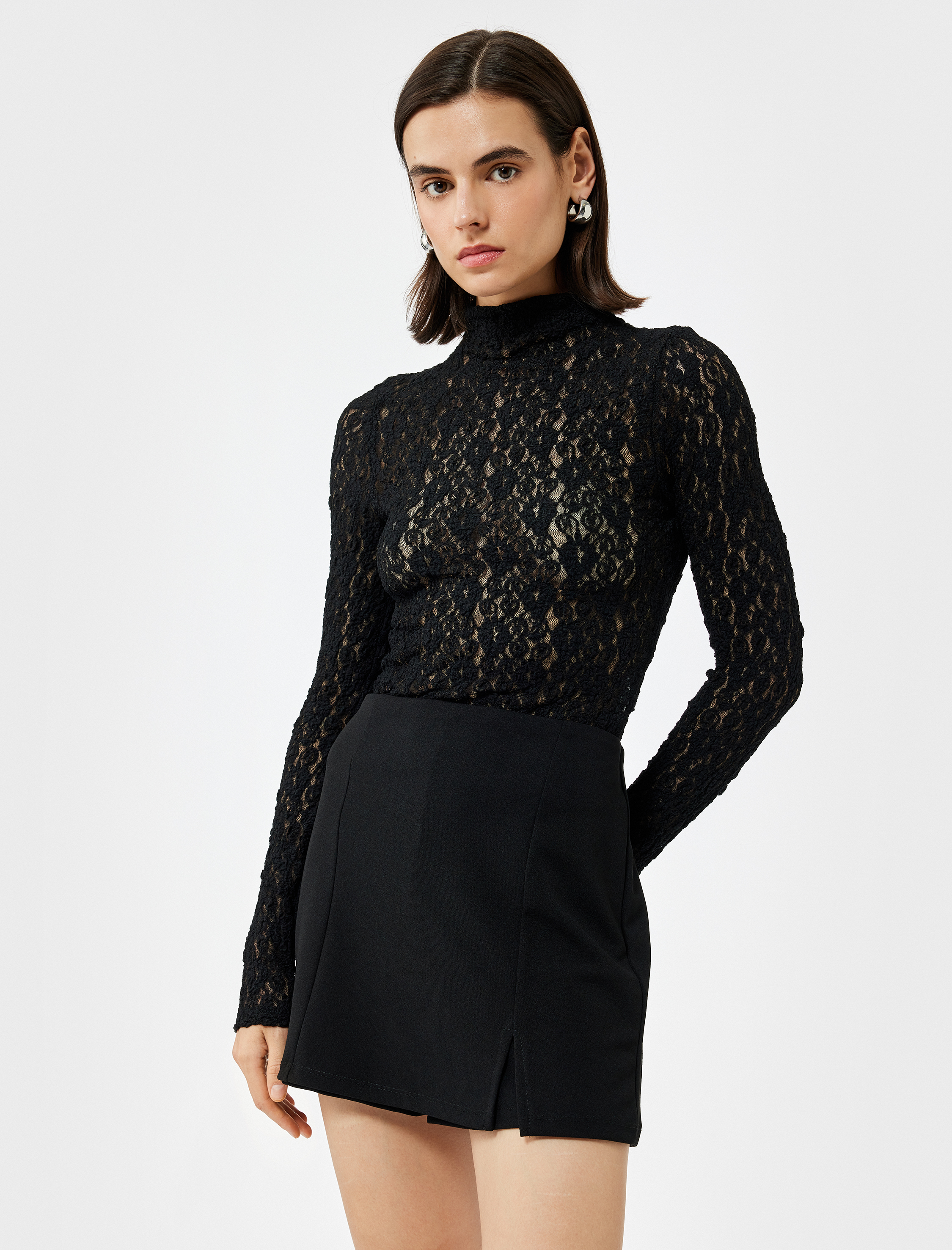   Krep Scuba Kumaş Mini Şort Etek