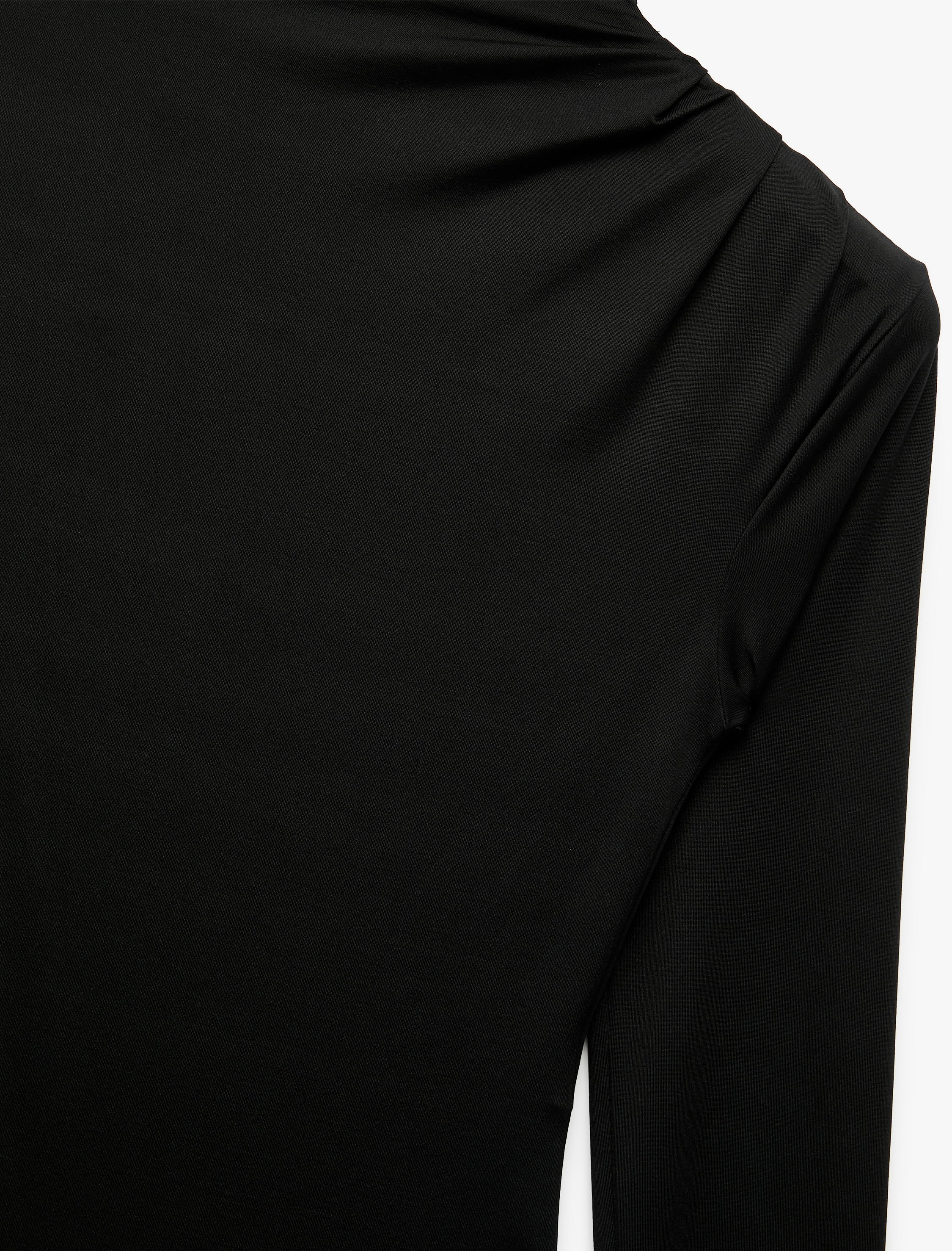   Slim Fit Hafif Dik Yaka Drape Detaylı Uzun Kollu Bodysuit