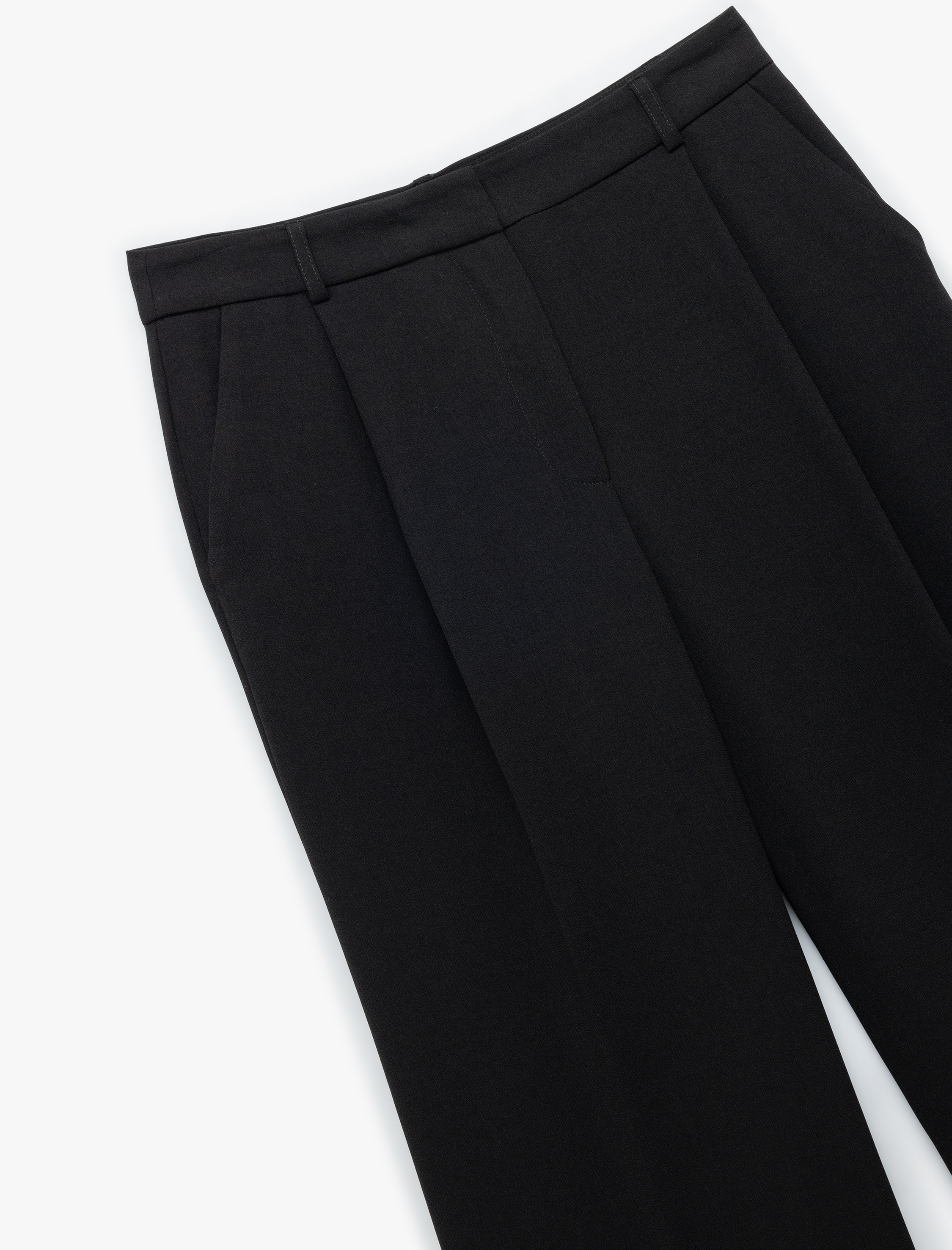   Pile Detaylı Cepli Geniş Paça Uzun Palazzo Pantolon