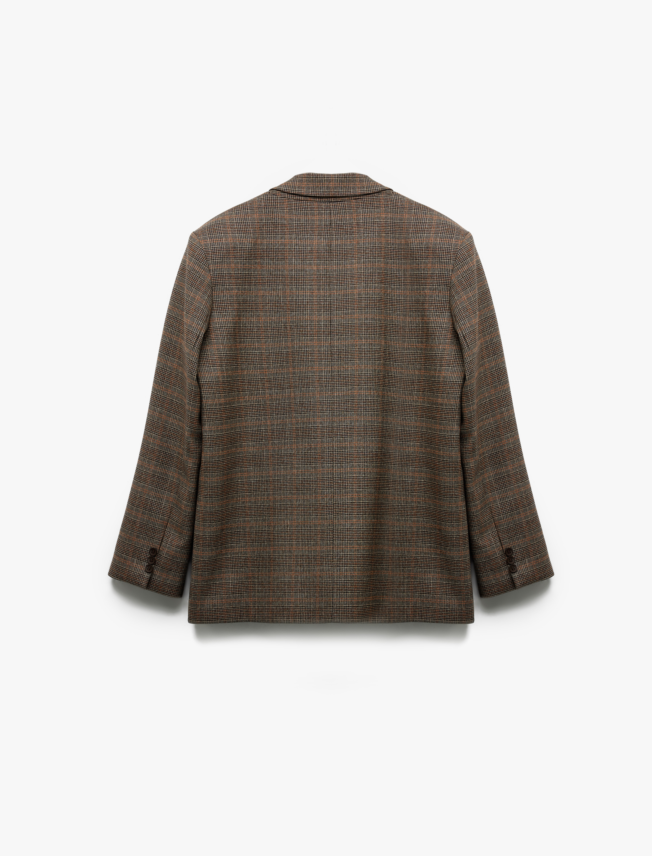   Kapaklı Cep Detaylı Düğmeli Uzun Kollu Kruvaze Ekose Blazer Ceket