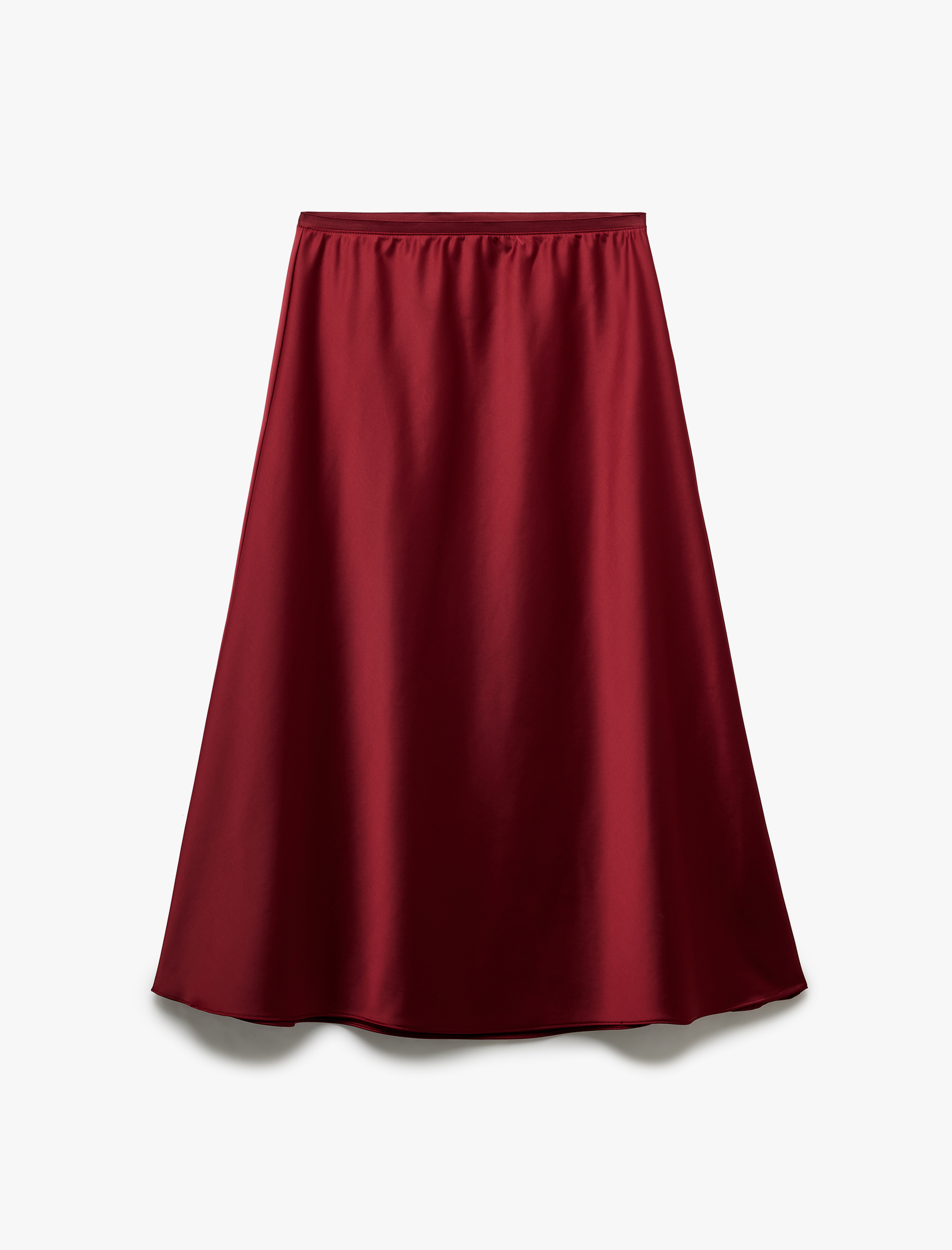   Standart Bel Regular Fit Saten Midi Etek