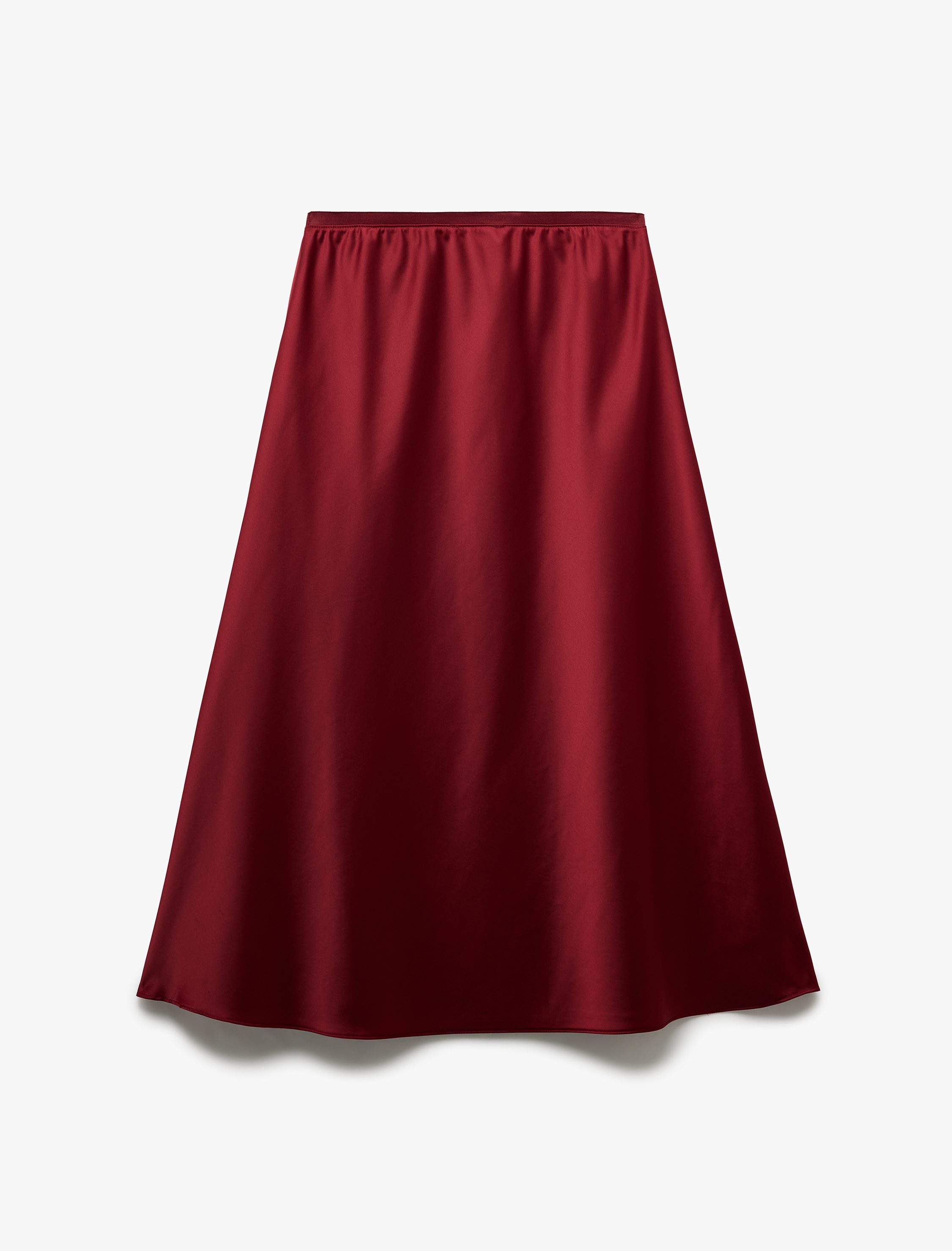   Standart Bel Regular Fit Saten Midi Etek