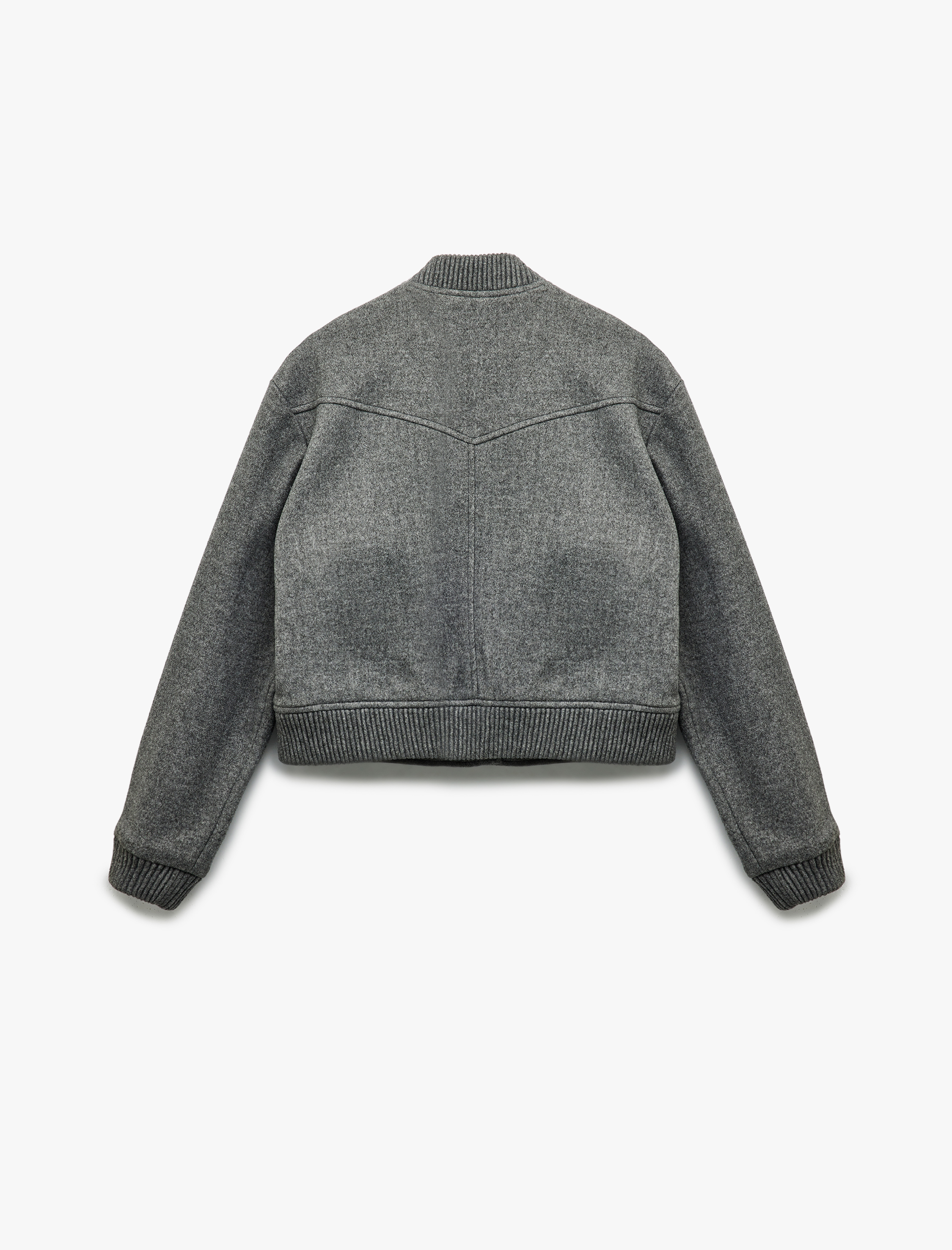   Çıtçıt Kapama Detaylı Uzun Kollu Kolej Yaka Cepli Crop Bomber Ceket