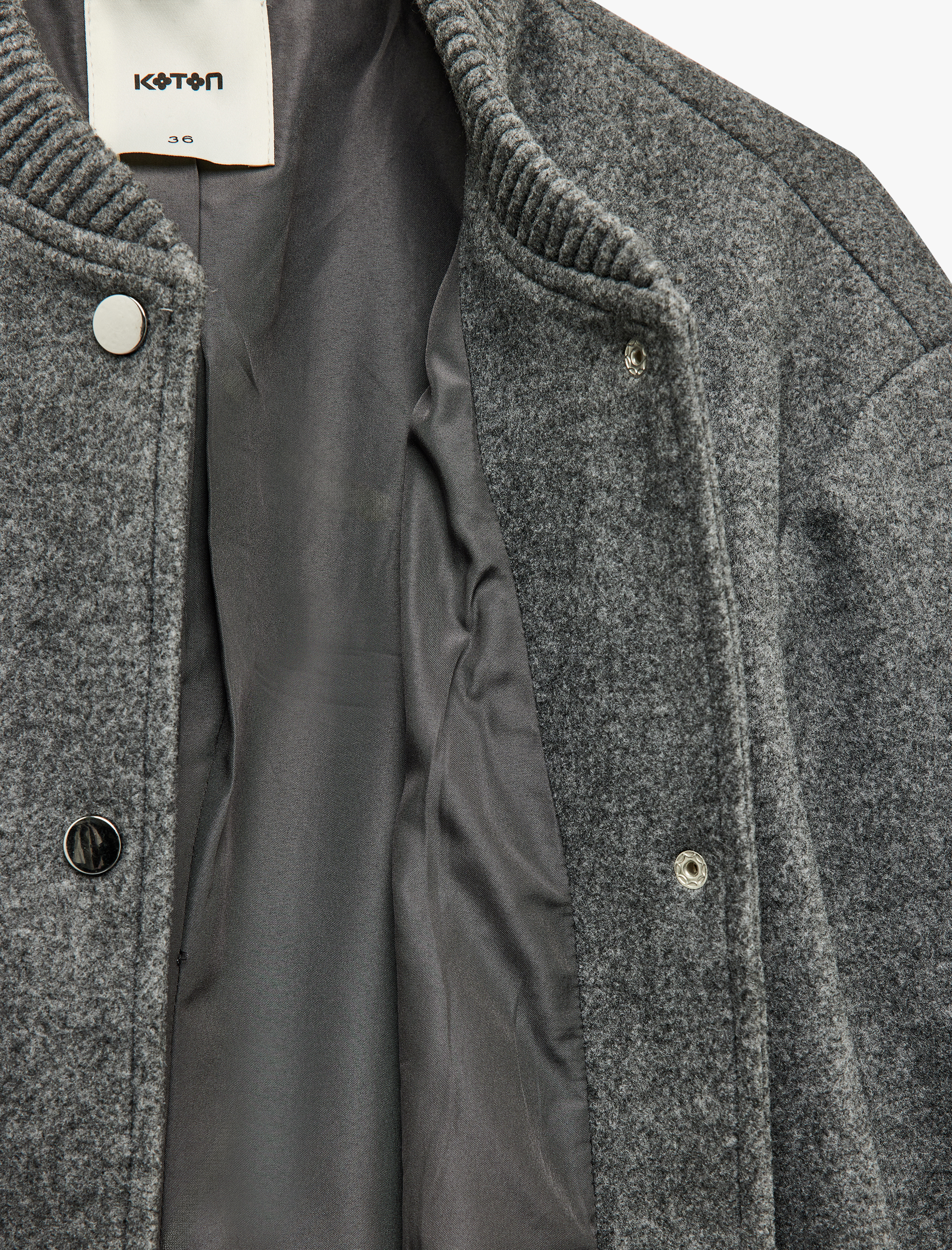   Çıtçıt Kapama Detaylı Uzun Kollu Kolej Yaka Cepli Crop Bomber Ceket