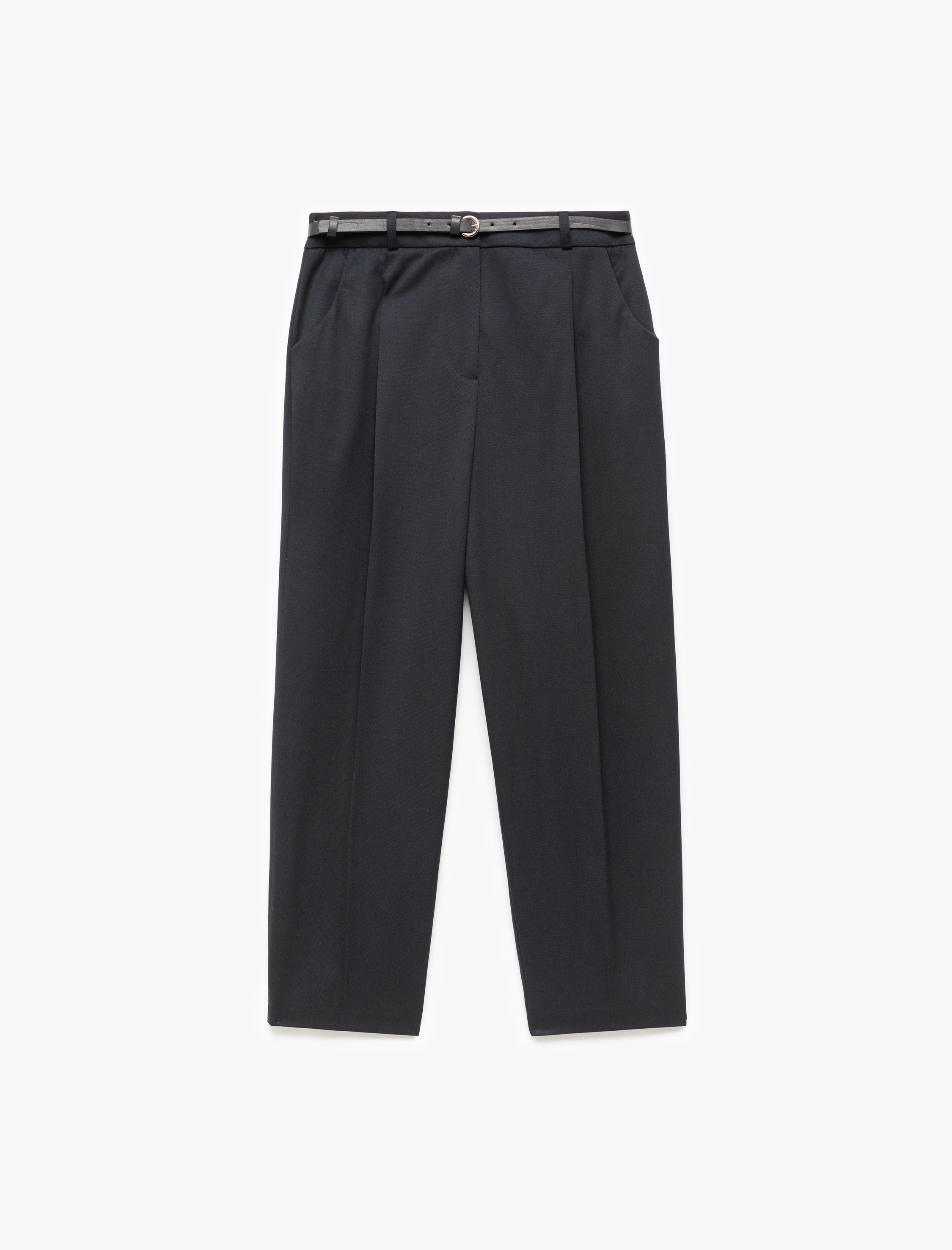 Cepli Kemerli Yüksek Bel Oversize Cigarette Pantolon