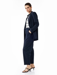 Cepli Kemerli Yüksek Bel Oversize Cigarette Pantolon