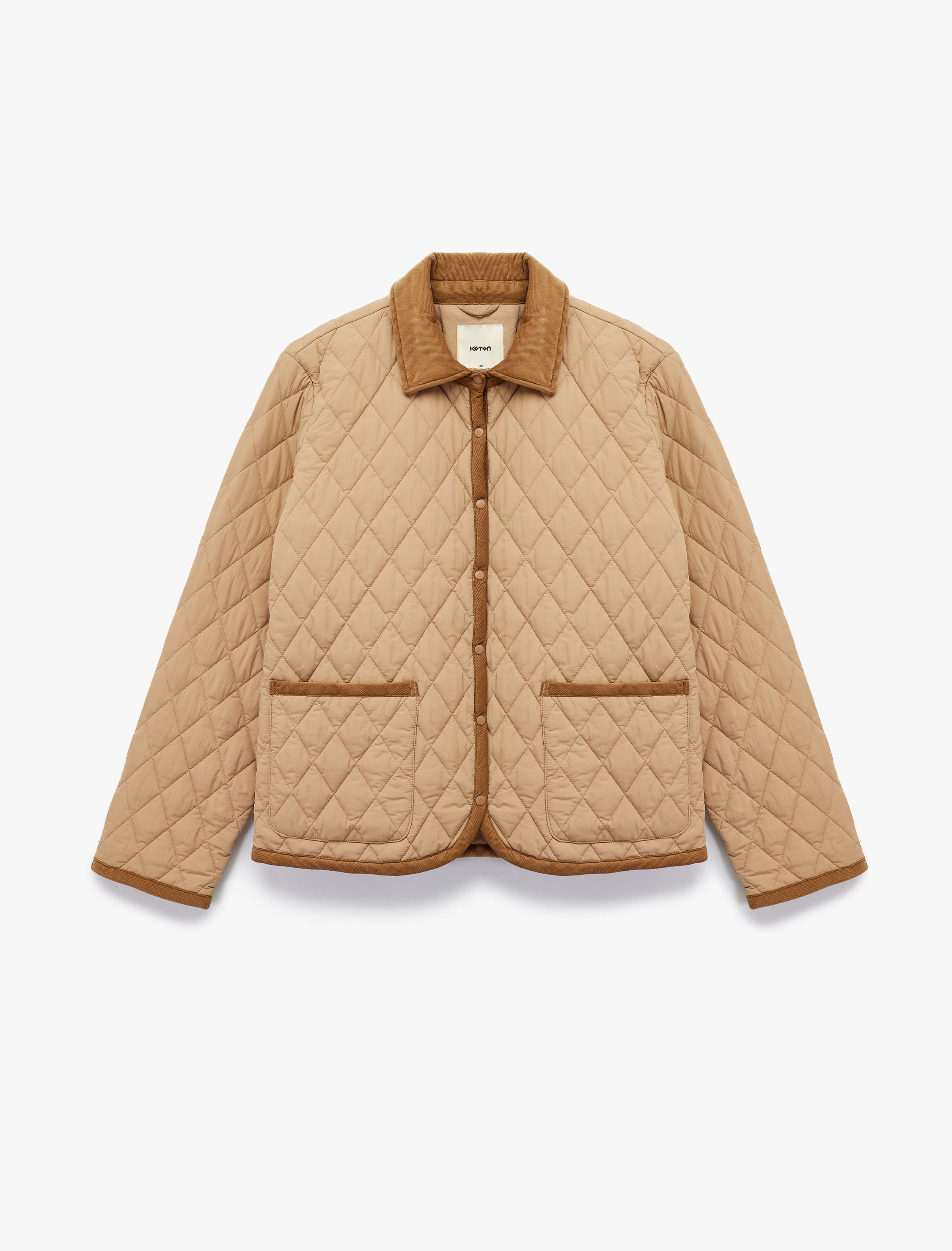   Cepli Düğmeli Uzun Kollu Su İtici Mevsimlik Kapitone Mont