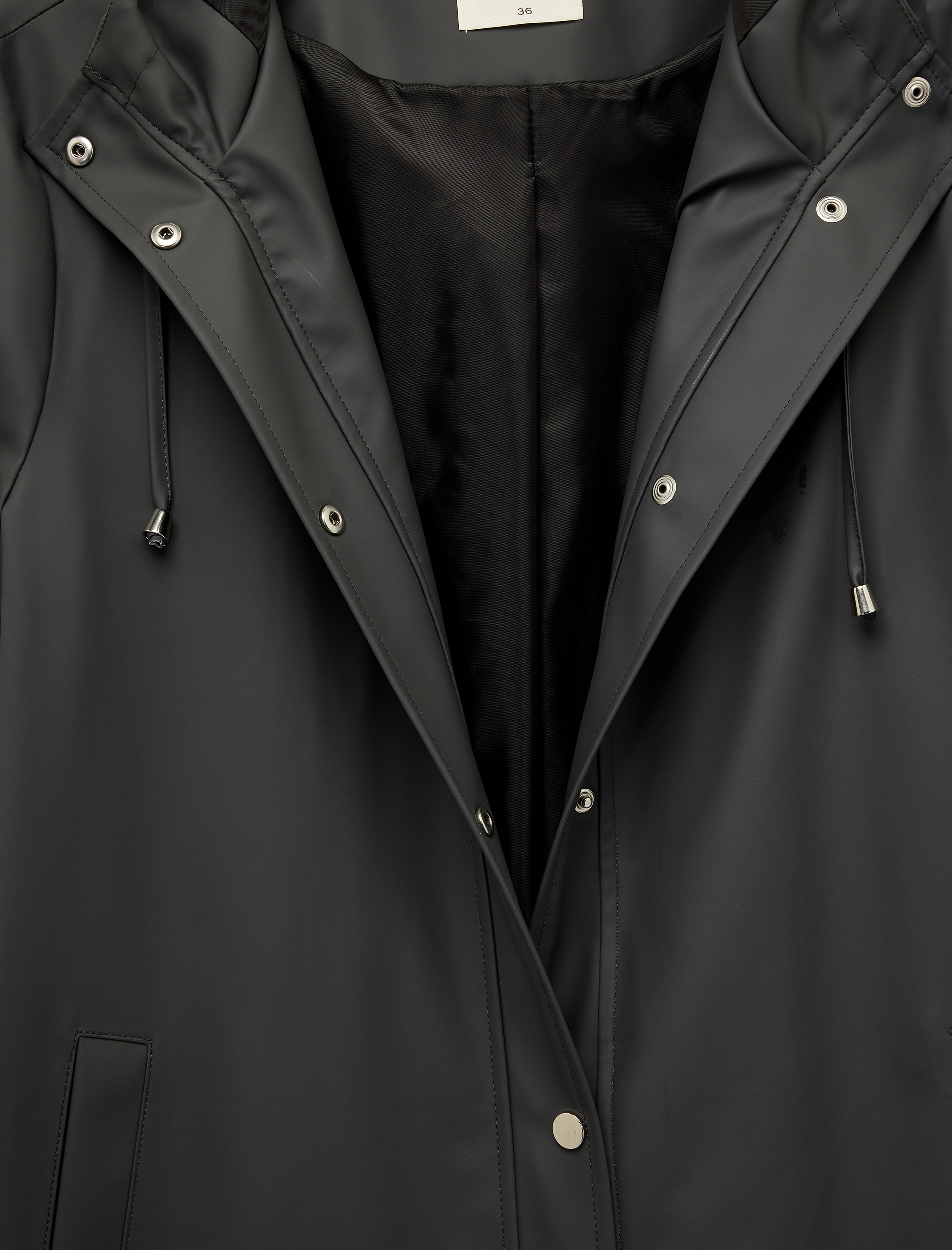   Cepli Oversize Kapüşonlu Uzun Yağmurluk