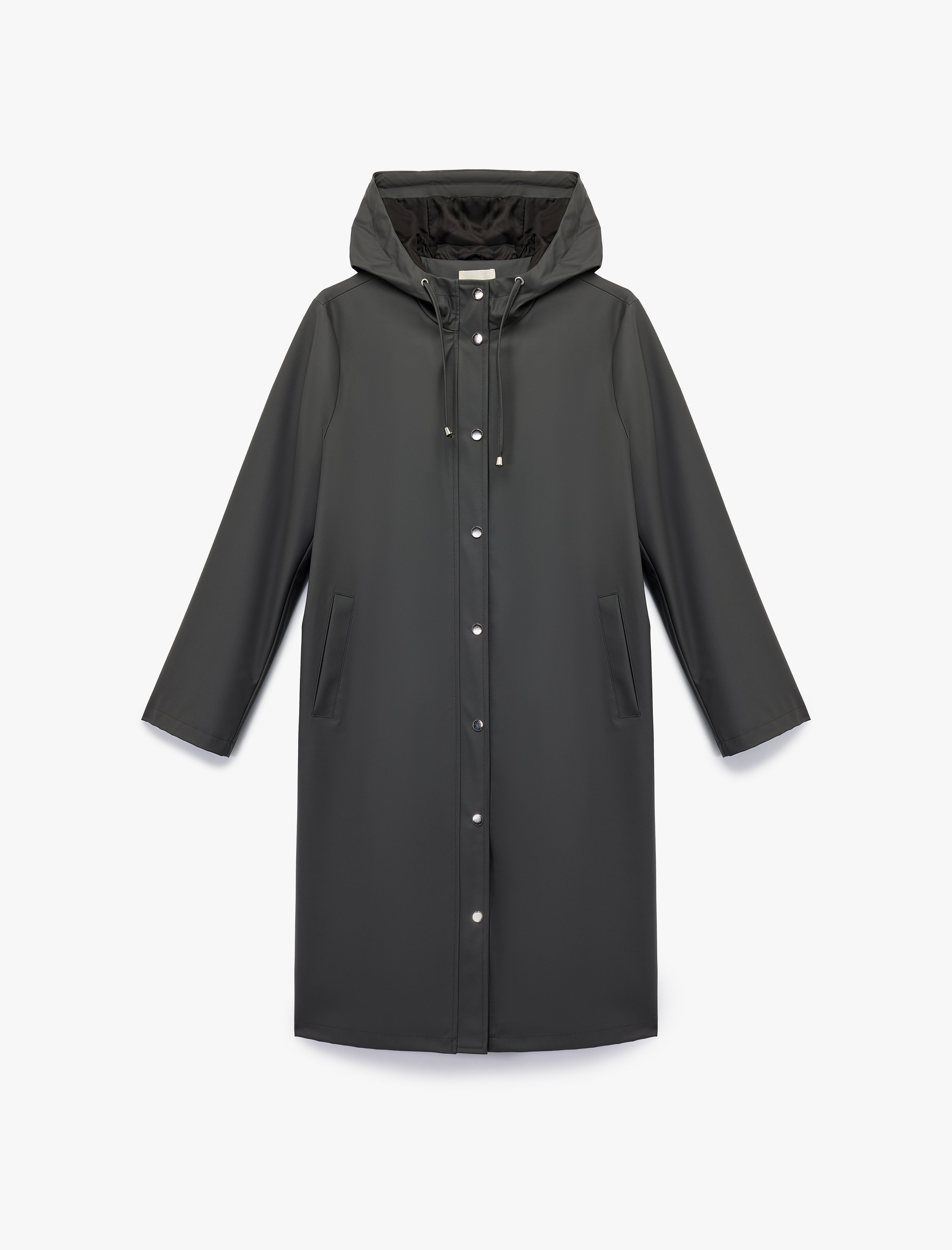   Cepli Oversize Kapüşonlu Uzun Yağmurluk