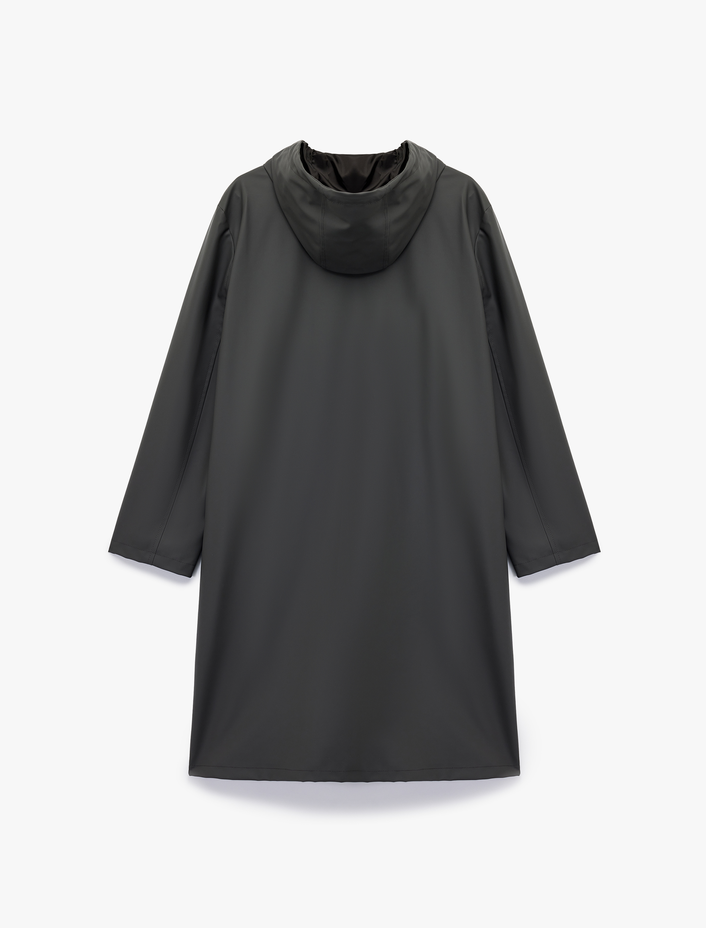   Cepli Oversize Kapüşonlu Uzun Yağmurluk